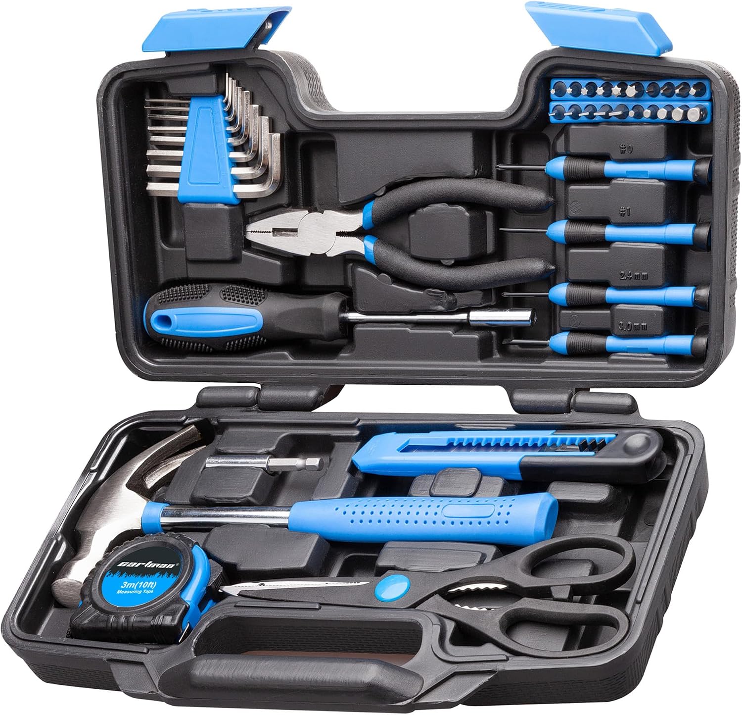 CARTMAN 39-Piece Household Tool Set, Orange Hand Kit With Storage Case | Complete assortment for home repairs, DIY projects, furniture setup, crafting, and daily household fixes in toolbox.