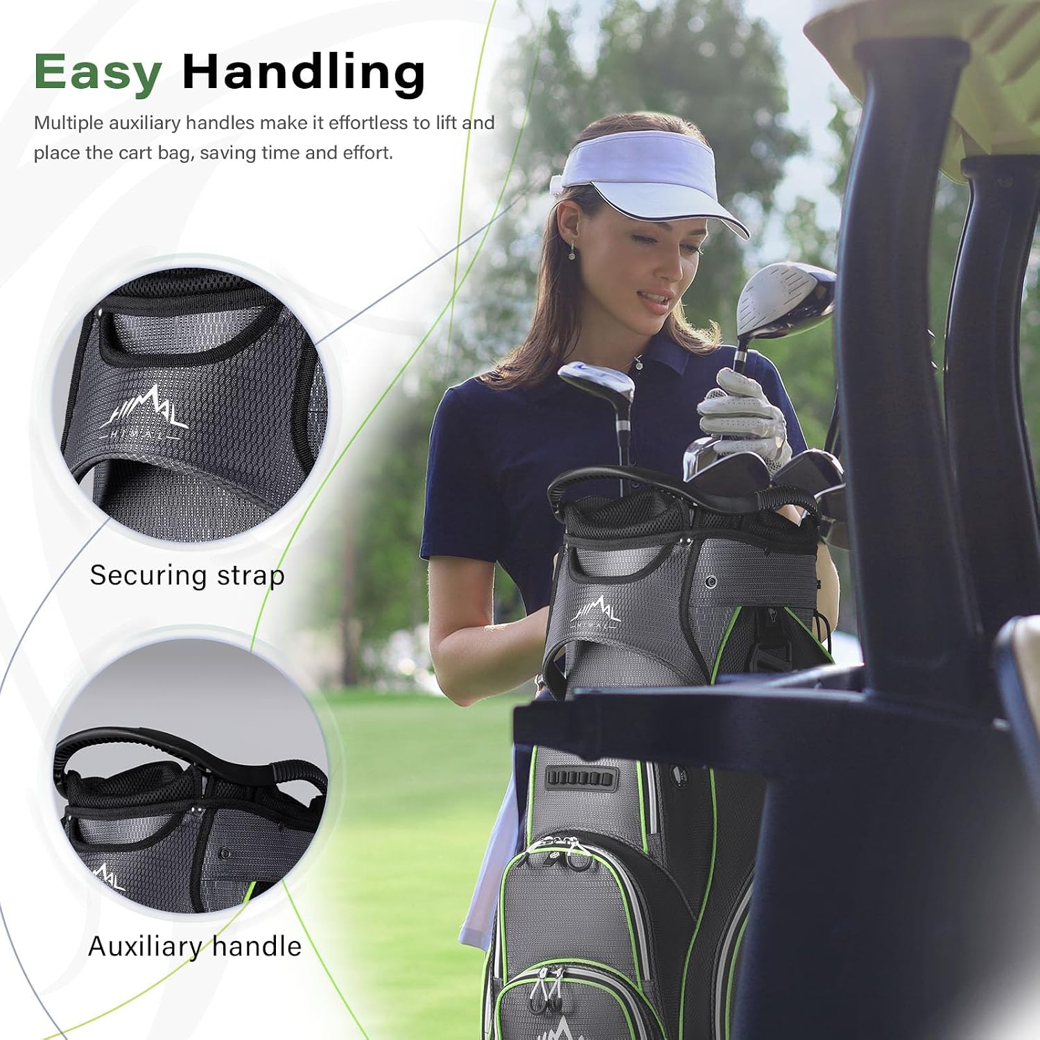 Golf Cart Bag, 14-Way Divider Top, Large Storage | Umbrella Holder,Handles