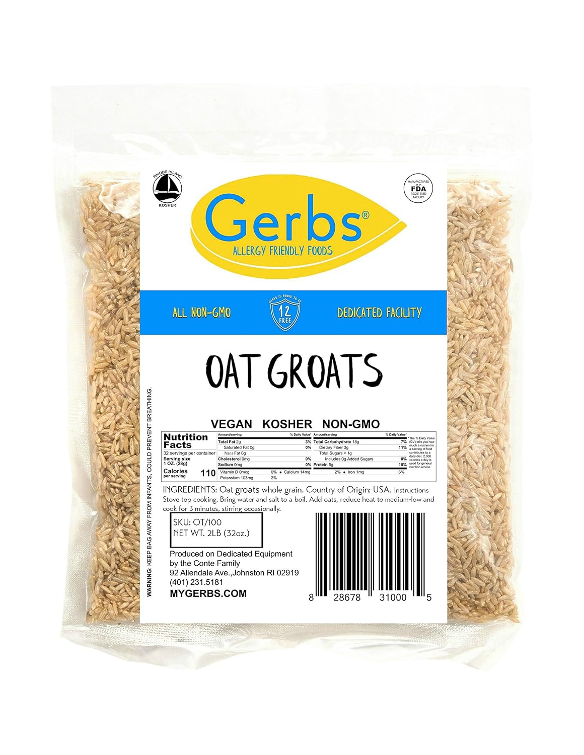 Gerbs Super 5 Seed Granola 2 lbs. | Small Batch, No Additives | Crunchy 5-Seed Blend: Pumpkin, Sunflower, Chia, Hemp & Flax | Top 14 Allergen-Free