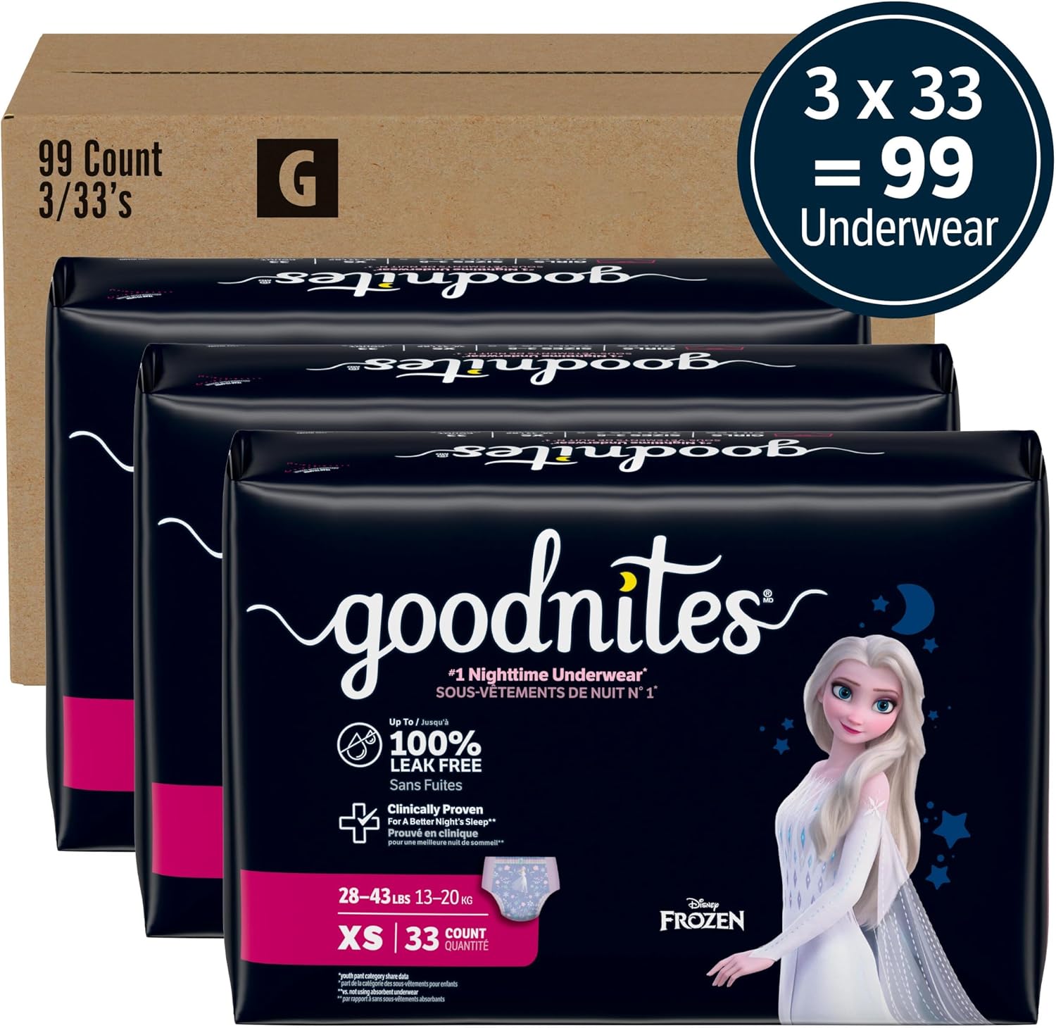 Goodnites Girls' Nighttime Bedwetting Underwear, Size S/M (43-68 lbs), 14 Ct, Packaging May Vary