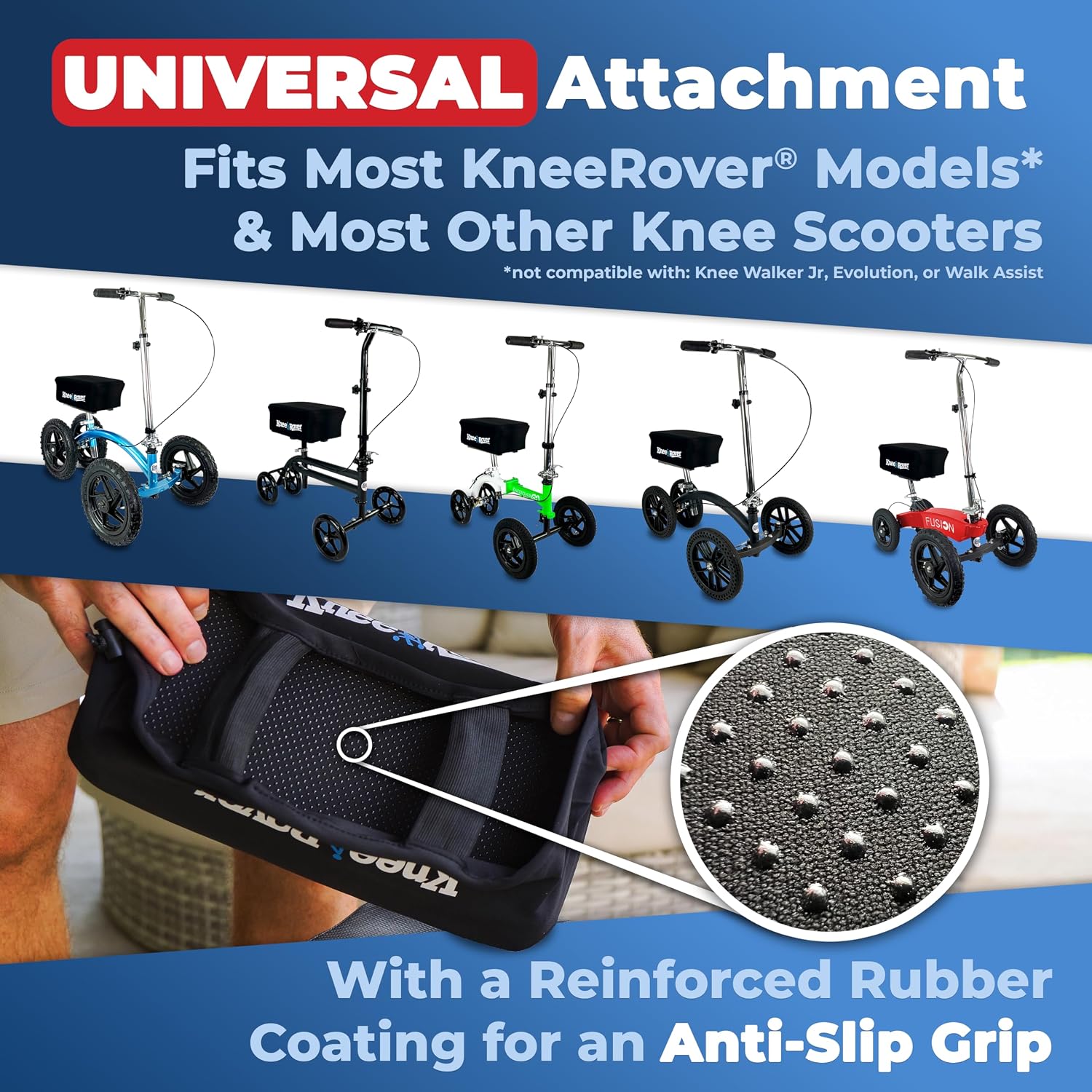 KneeRover Memory Pad Knee Scooter Pad Cover Cushion Accessory | Removable Cover, Comfortable Memory Foam Cushion Insert, Fits Most KneeRover Models