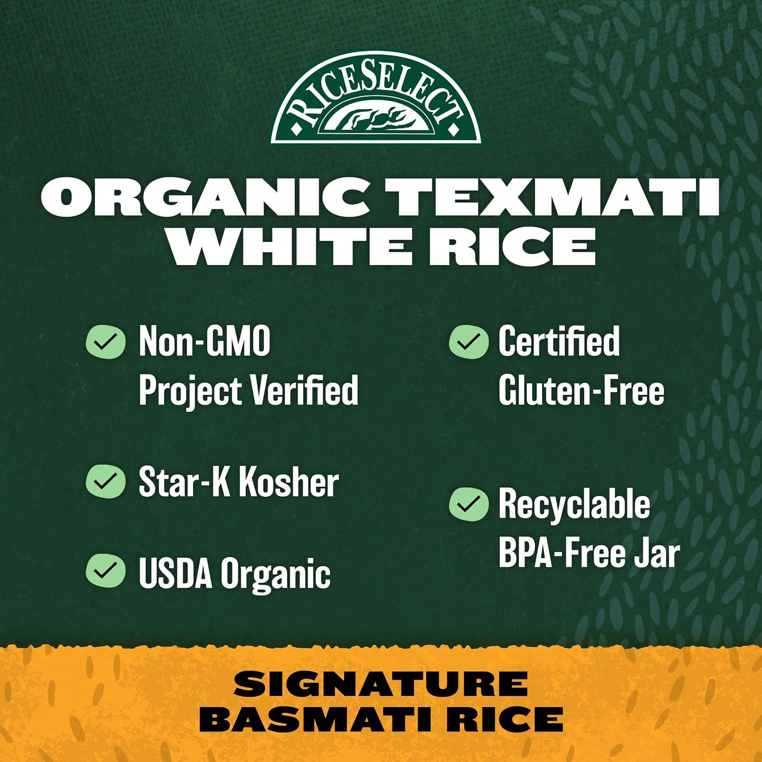 RiceSelect Organic Texmati White Rice, Long-Grain Basmati Rice