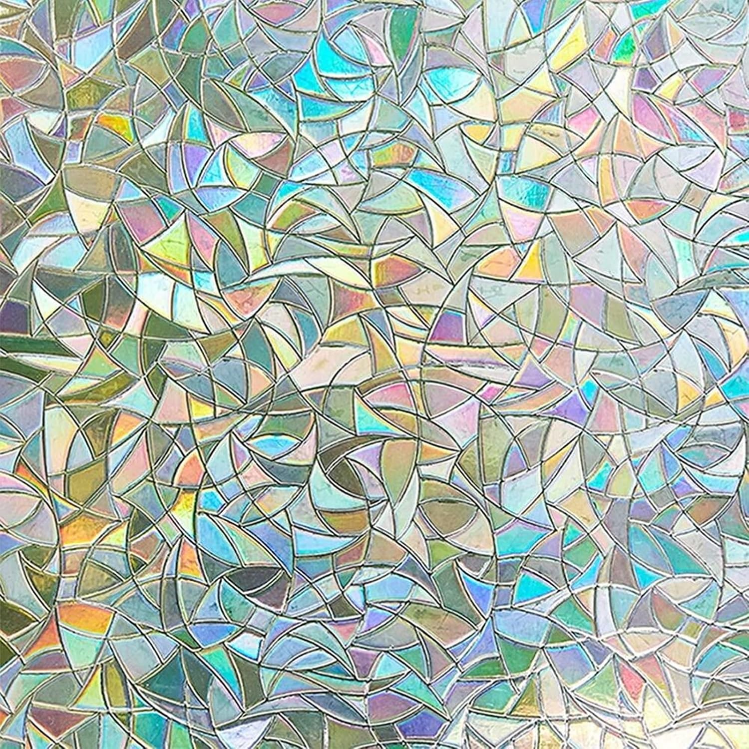 LEMON CLOUD Window Privacy Film, Rainbow Stained Glass Cling,17.5″ x 78.7″