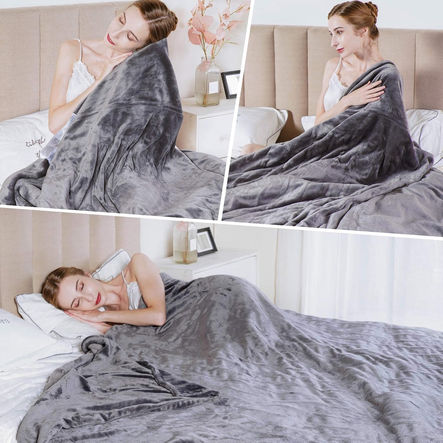 SUNVIVI Heated Blanket King Size, Heating Electric Throw Blanket Dual Control, 10 Heat Settings, 12 Hours Auto Off, Machine Washable, ETL Certified