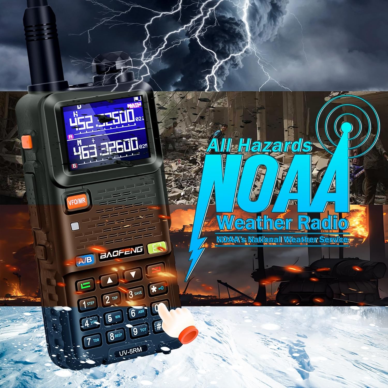 BAOFENG Radio UV-5RM Ham Radio Handheld 10W Walkie Talkie Long-Range 4Pack | Two Way Radio, 2500mAh Battery, Type-C Charging, Programming Cable
