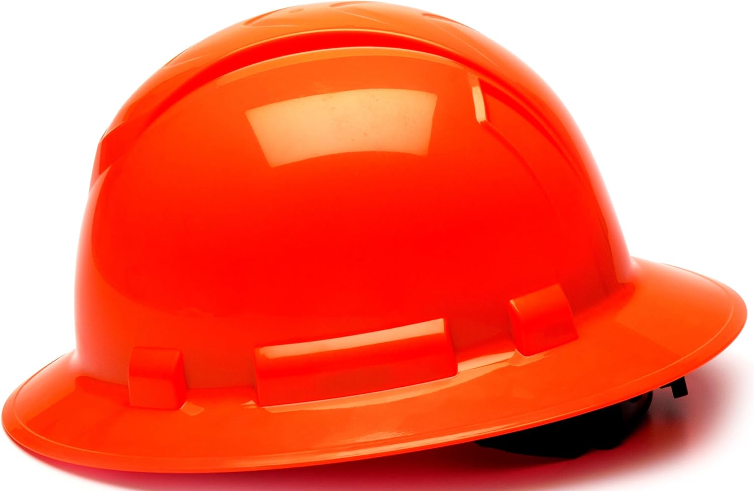Pyramex Ridgeline Full Brim Hard Hat 4 Point Ratchet White | Full-brim sun & rain protection, HDPE shell, Ratchet suspension, Construction & utility, ANSI Z89.1 Type I Class C/G/E
