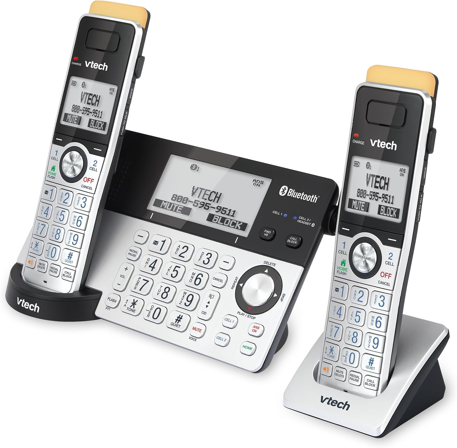 VTech IS8151-5 Super Long Range 5 Handset DECT 6.0 Cordless Phone for Home with Answering Machine, 2300 ft Range, Call Blocking, Bluetooth