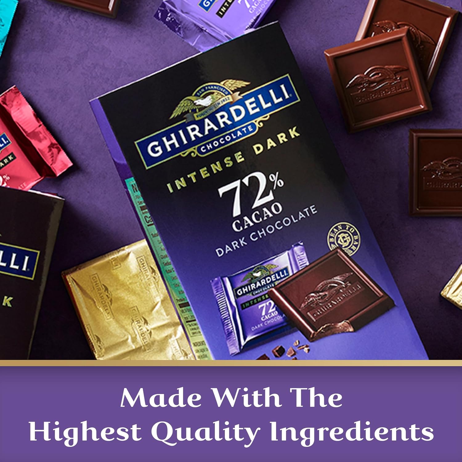 GHIRARDELLI PREMIUM DARK Chocolate Bar, 86% Cacao, 3.17oz Bar, 12 Pack
