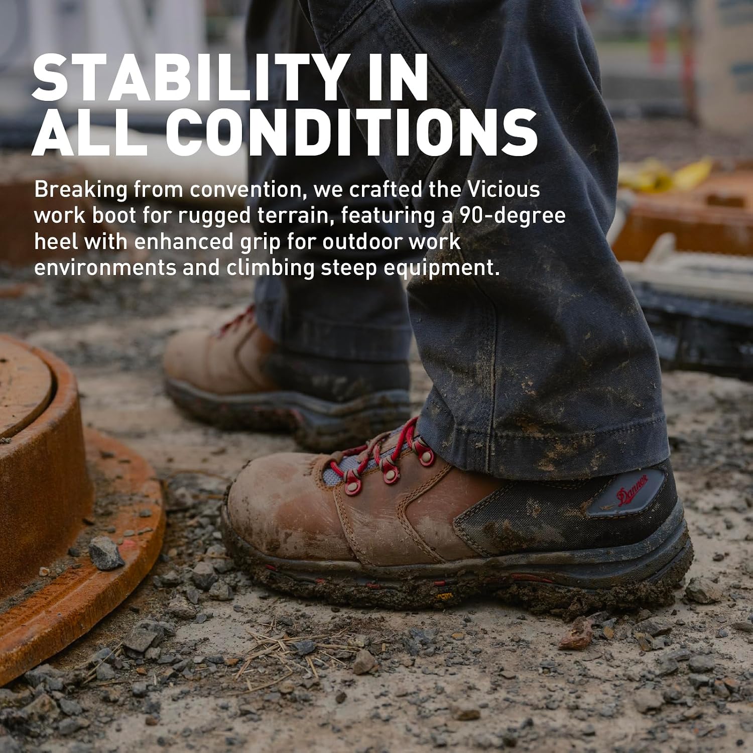 Danner Vicious Composite Toe Work Boots for Men, Waterproof, ASTM Approved | Composite Toe Boots for Men, For Electrical Hazard Work, Slip Resistant Grip, TPU Shank, Construction Boots