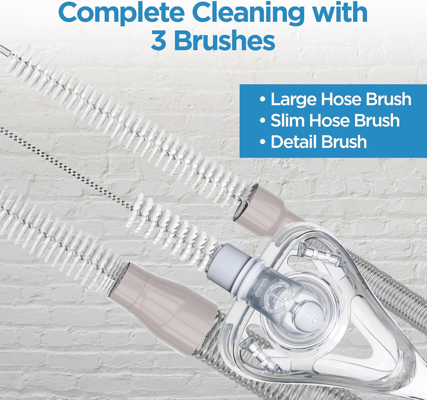 resplabs CPAP Hose Cleaning Brush 8 in 1 CPAP Cleaner for 22mm, 15mm CPAP Tubing, Mask, Cushions, Humidifiers & Water Chambers