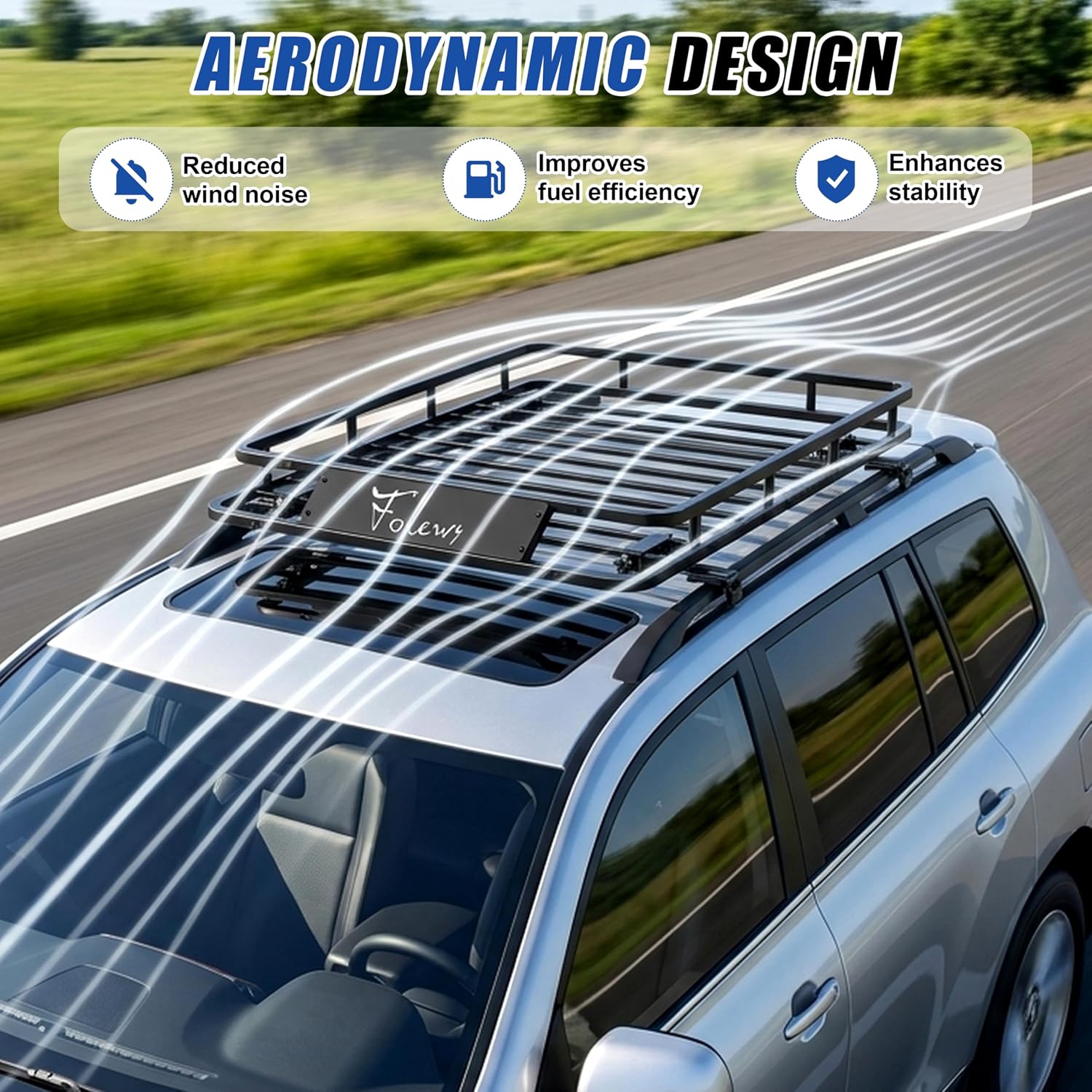 Folews Car Roof Basket 51 x 36 x 6 Inch, Heavy Duty 250LB Cargo Carrier | Roof Rack Basket, Universal Fit, Rooftop Cargo Rack Basket Steel Luggage Holder for SUV, Truck & Pickup