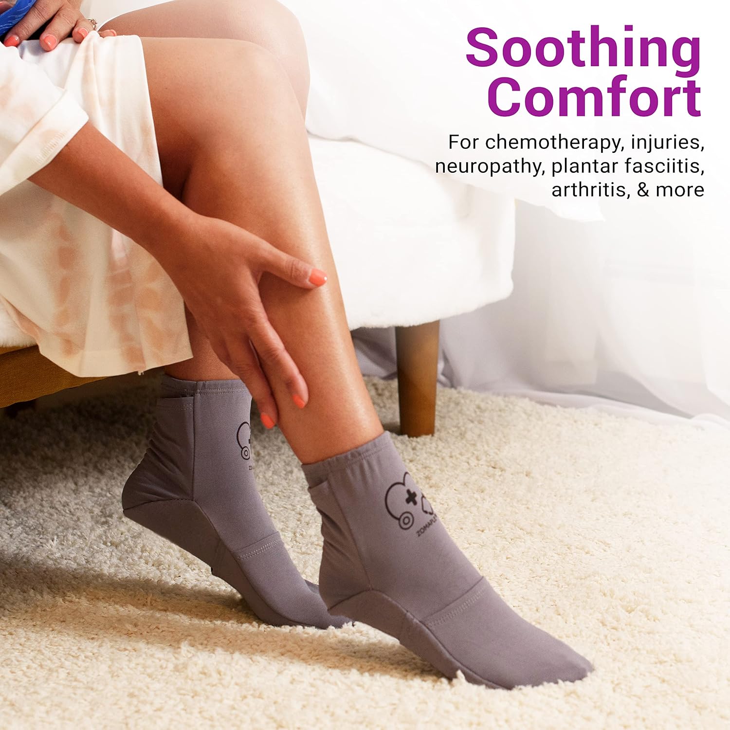 Zomaple Cold Therapy Socks, 2 Gel Packs for Neuropathy & Hot Feet Comfort