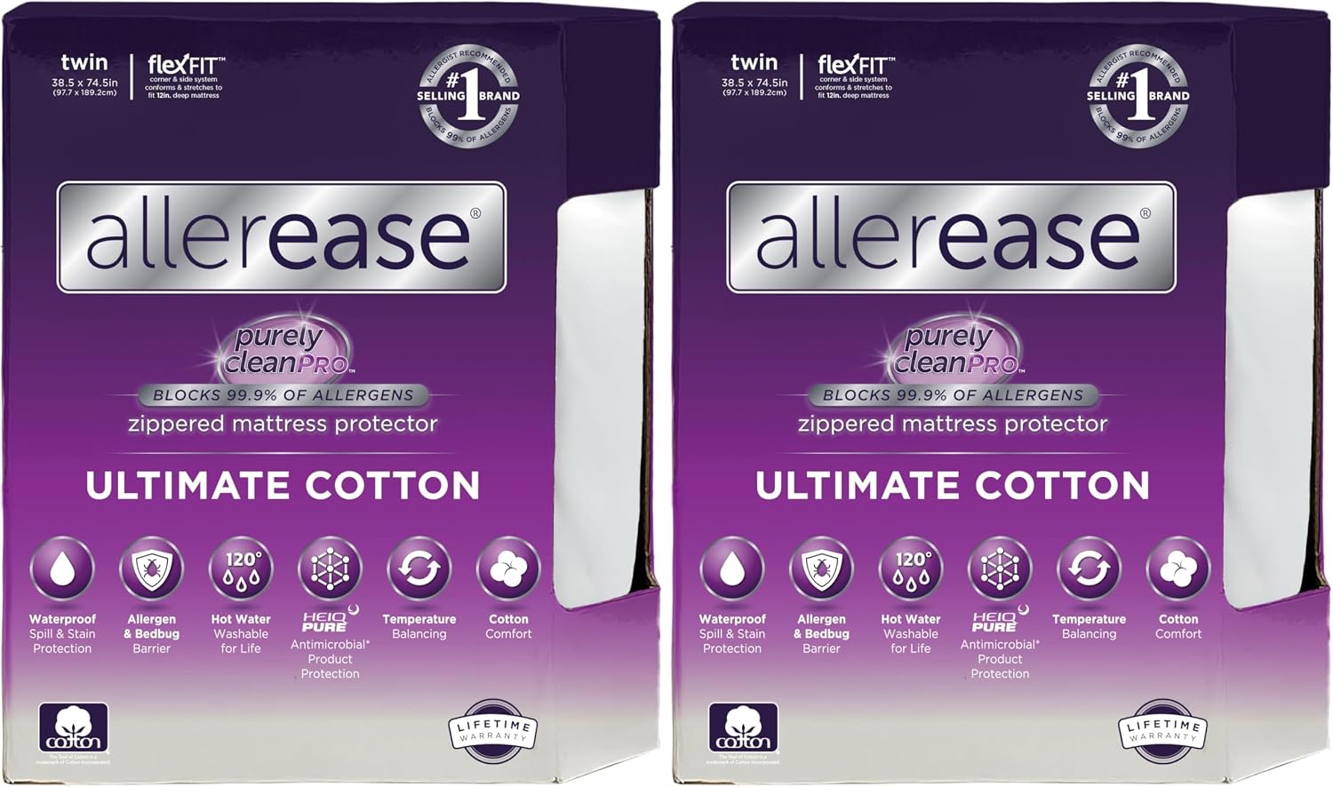 AllerEase Ultimate Allergy Protection and Comfort Zippered Mattress Protector Queen, White