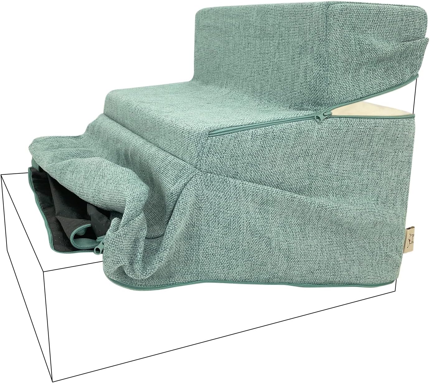 Best Pet Supplies Non-Slip Foam Dog Stair & Pet Ramp, Balanced Indoor Step Support - Foldable Stair, Ash Gray Linen,3-Step