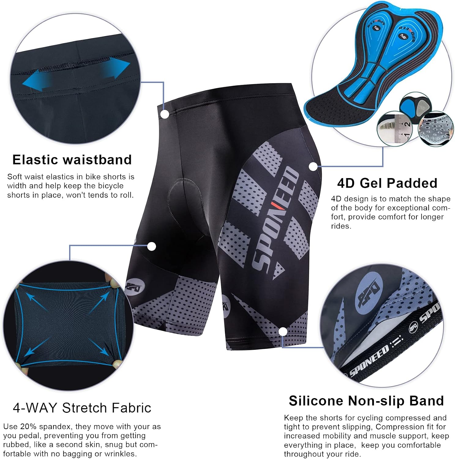 sponeed Cycling Jersey Short Sleeve Suits Men Bike Clothing Road Bicycle Shorts Padded Outfits