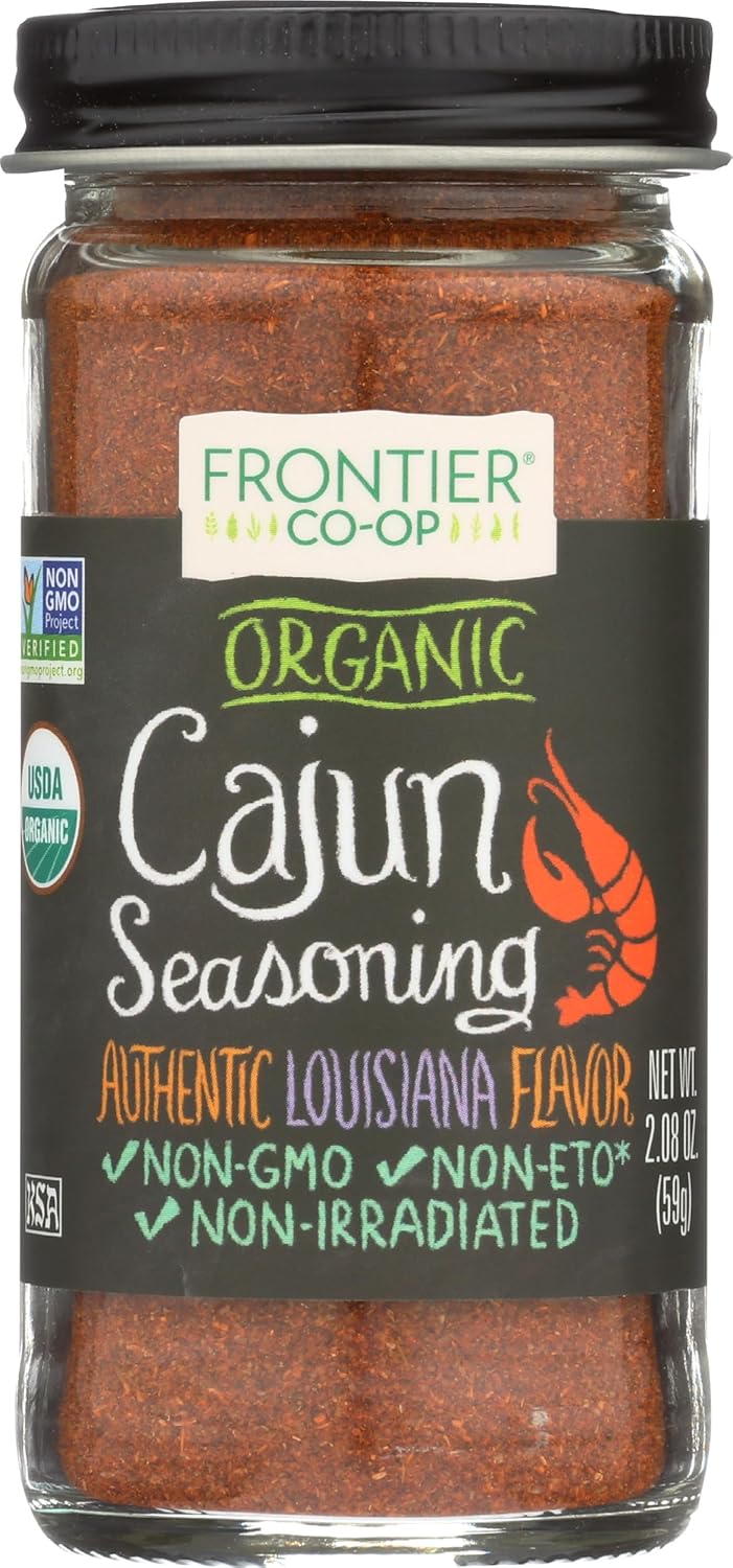 Frontier Co-op Organic Cajun Seasoning, Louisiana-Style Spice Blend for Meats, Seafood, Jambalaya