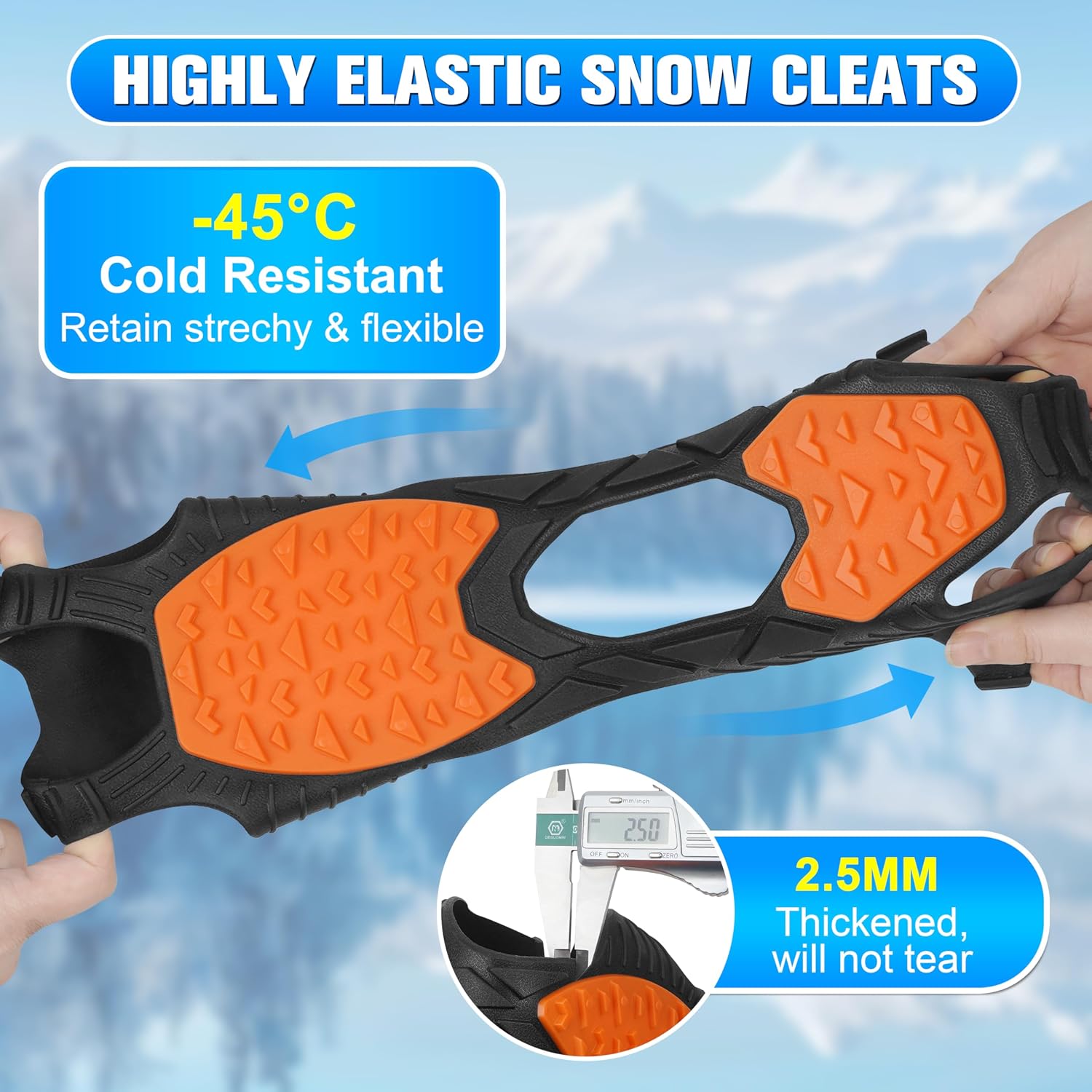 Spikeless Ice Cleats Slip On Spikeless Footwear Traction Aids for Slick Wet Slippery Surface Men Women Full-Foot Rubber Tread for Ice Shoes Grippers