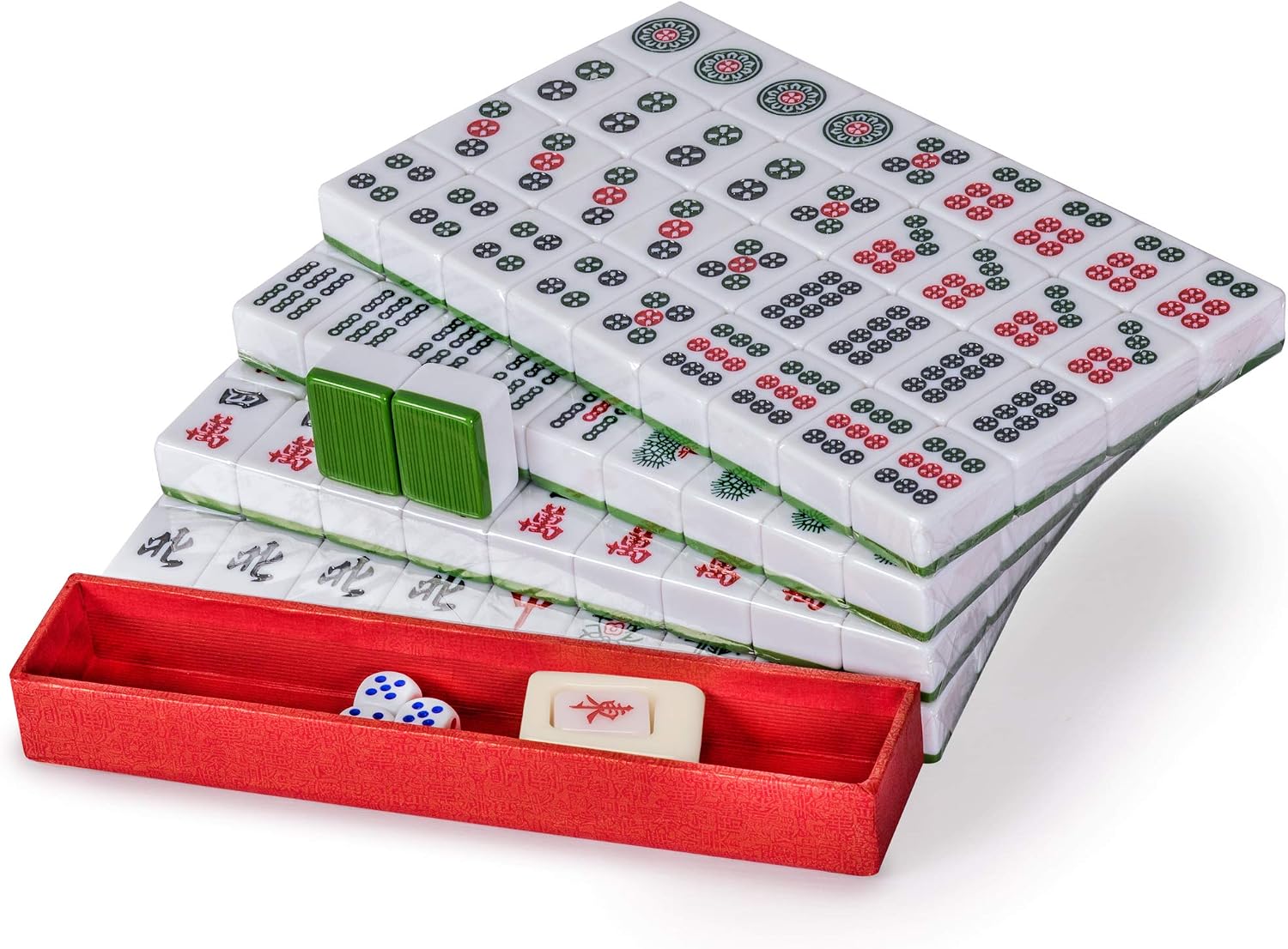Yellow Mountain Imports Chinese Mahjong Set – Rouge Heritage – 146 Medium Tiles, Professional Set for Chinese-Style Play [中式麻將 專業套裝]