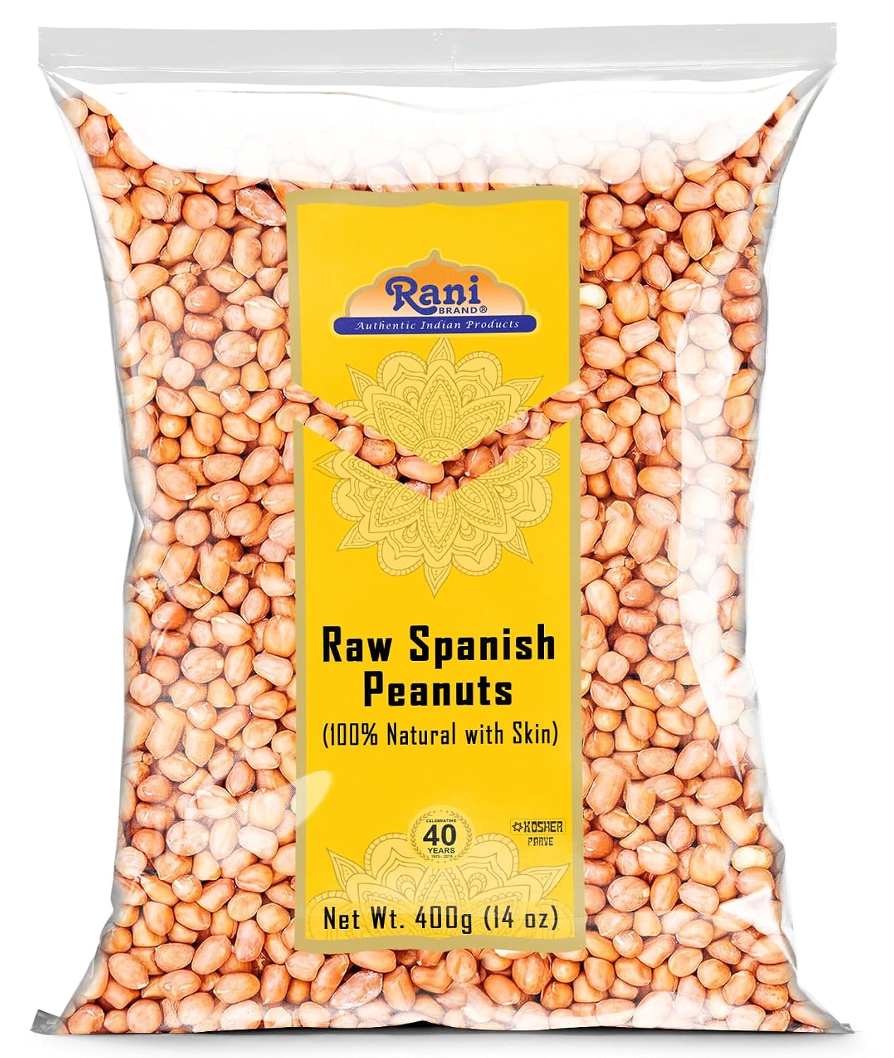 Rani Peanuts, Raw Whole With Skin (uncooked, unsalted) 14oz (400g) ~ All Natural | Vegan | Kosher | Gluten Friendly | Fresh Product of USA ~ Spanish Grade Groundnut/Red-skin