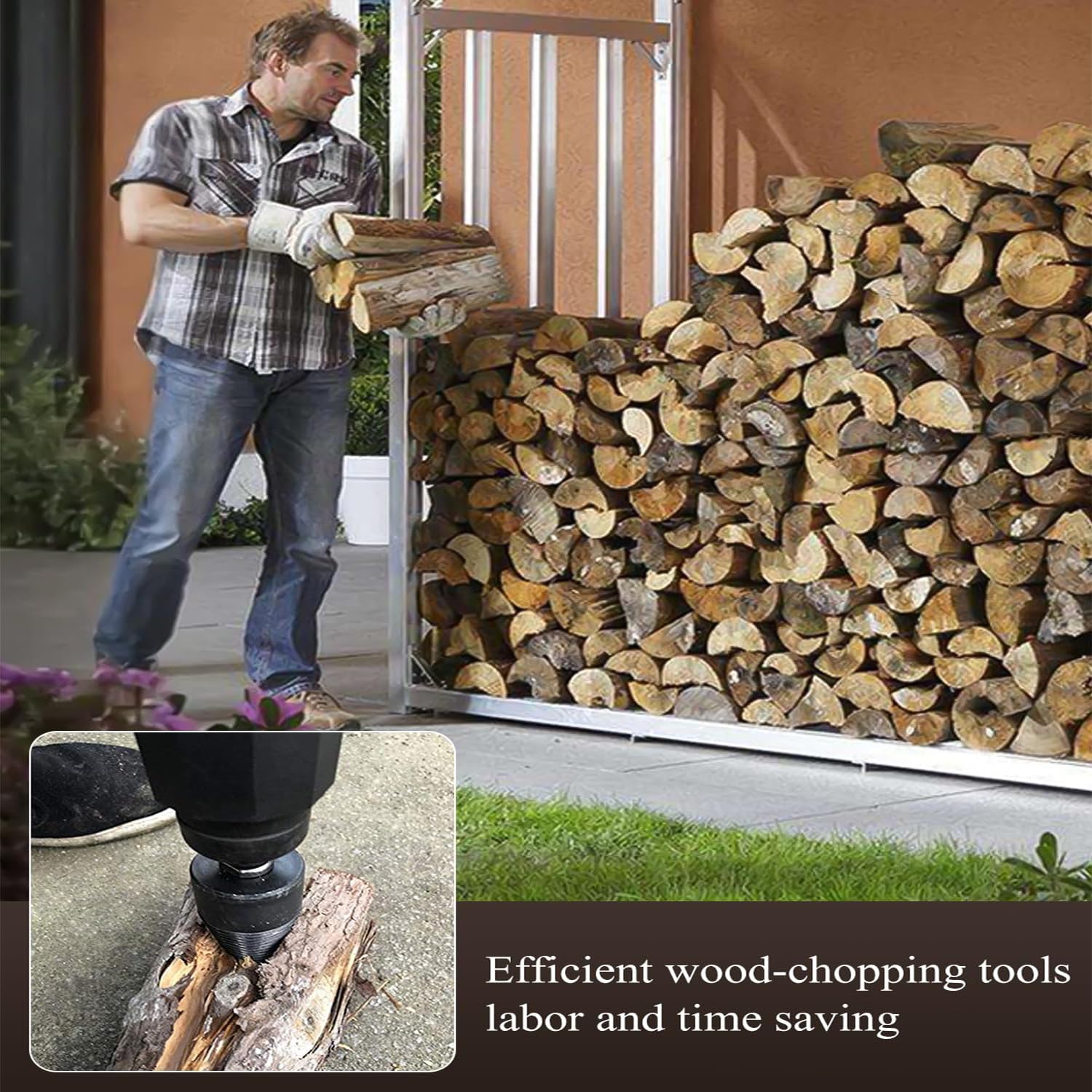 6 Pcs Wood Splitting Drill Bit Set Includes 38mm/45mm Dual Sizes + 4 Adapters, Compatible with Rotary Hammer/Impact Drill/Cordless Drill