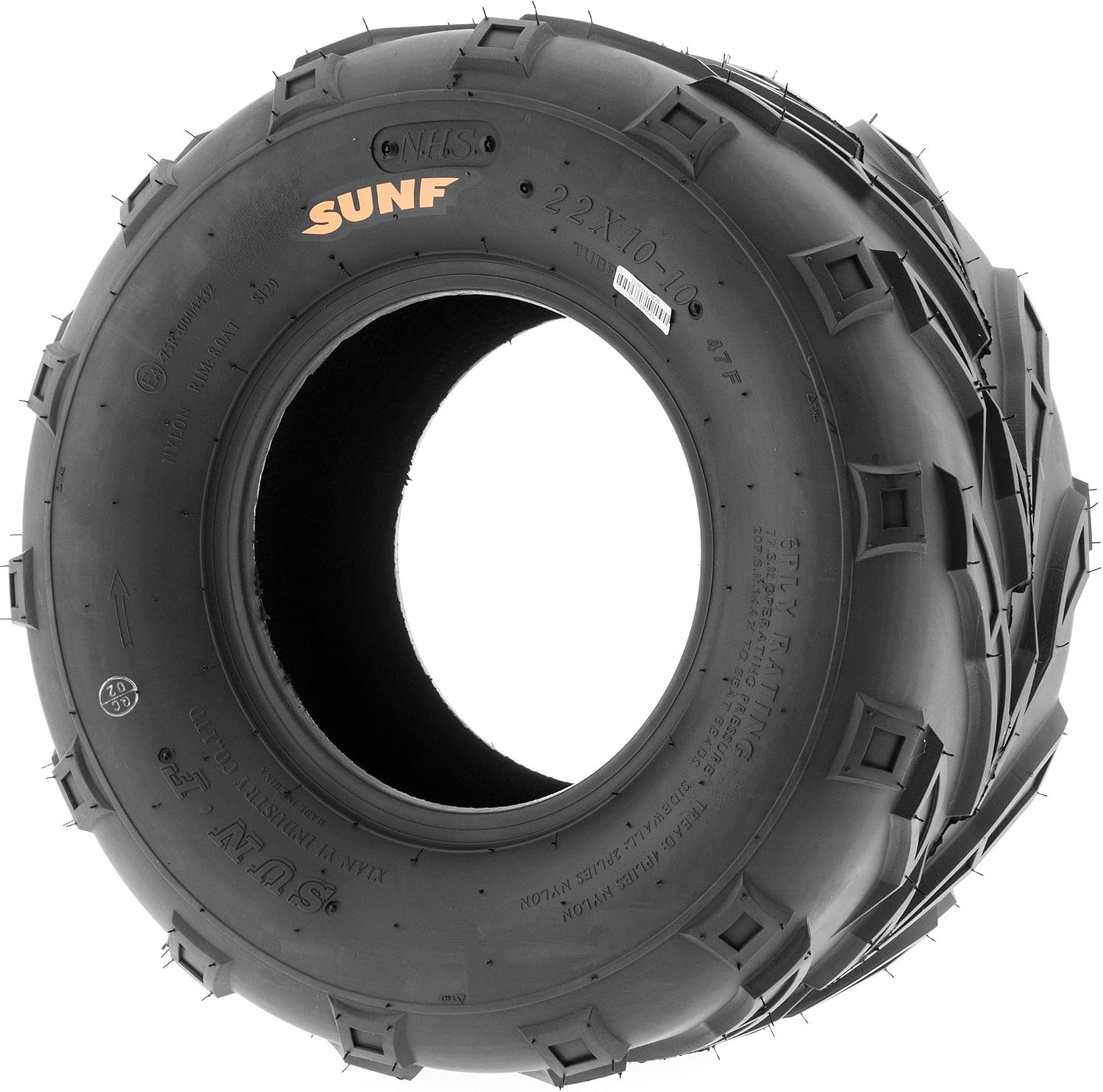 SunF A004 ATV UTV Off-Road Tire 22x10-10, 6 PR, Track & Trail, Tubeless