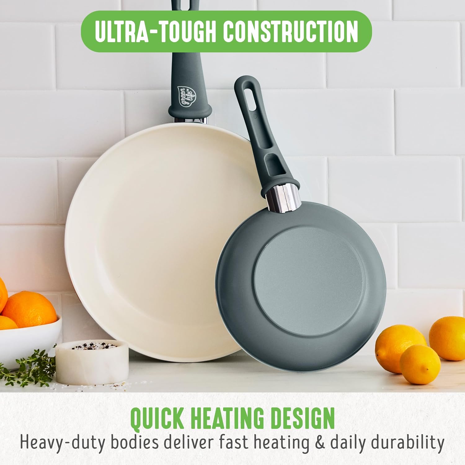 GreenLife 2 Piece (7” & 10”) Ceramic Nonstick Frying Pan Set, Turquoise | PFAS-Free Nonstick Coating, Family Skillet Set, Egg Pan, Omelet Pan, Stay-Cool Handles, Dishwasher & Oven Safe up to 350F