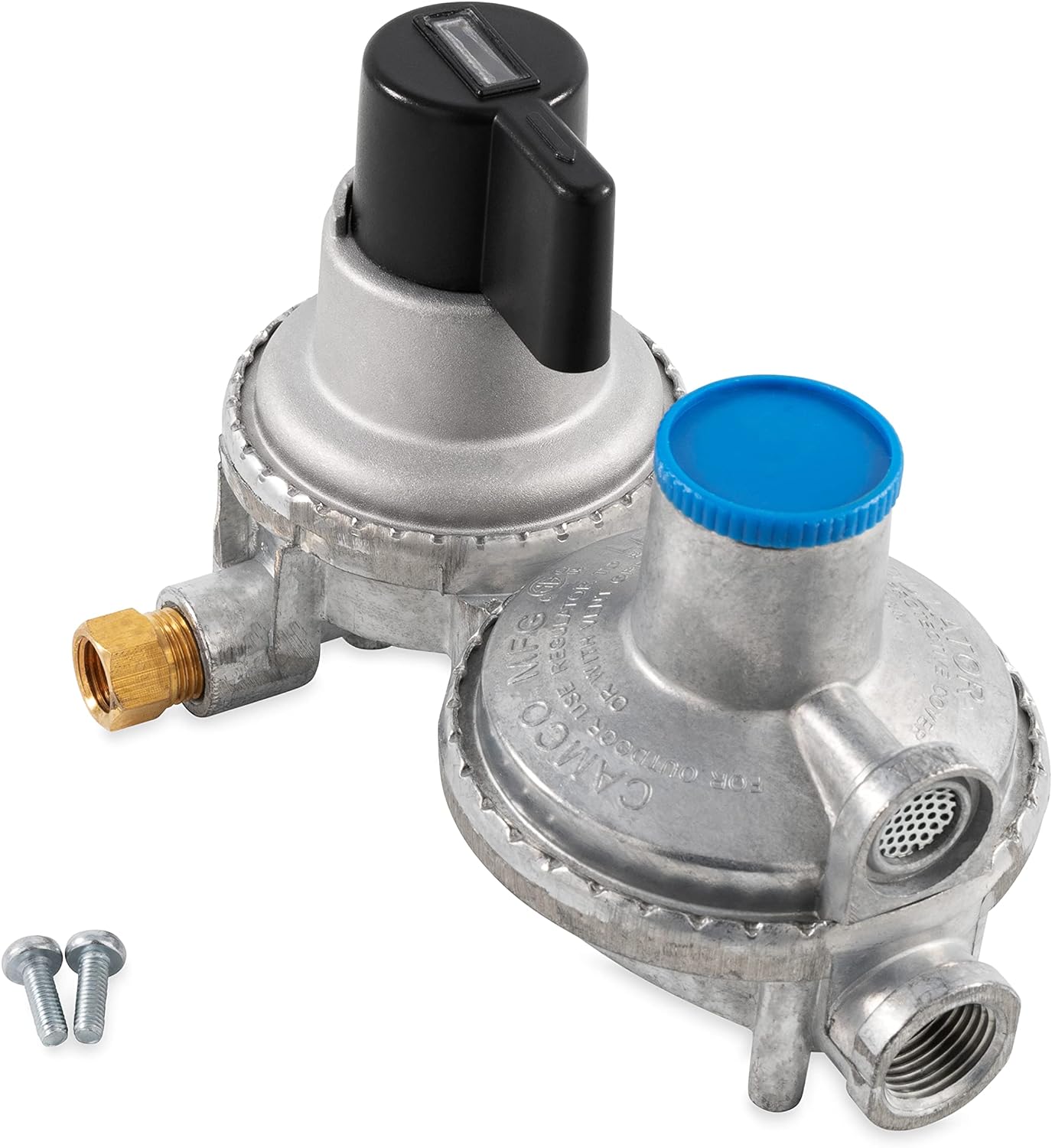 Camco Propane Double-Stage Auto-Changeover Regulator | Features Auto Switch Over from Empty to Full Propane Tank | Ideal for Refilling Propane