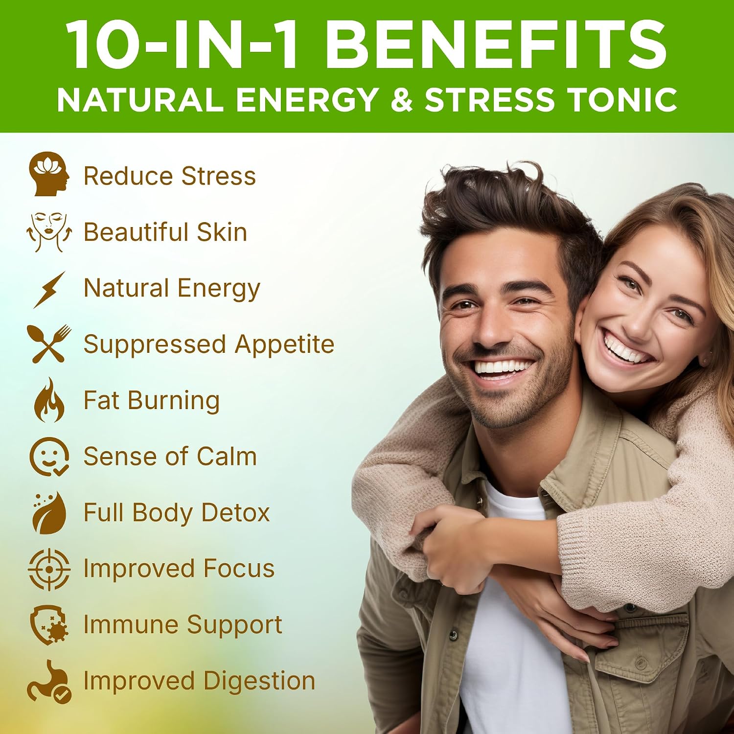 Nzuri Vida All-Natural Energy & Stress Support Tonic – 10-in-1 Total Body Restoration Drink with Acai Berry, Cupuacu & Yerba Mate – Smooth Energy