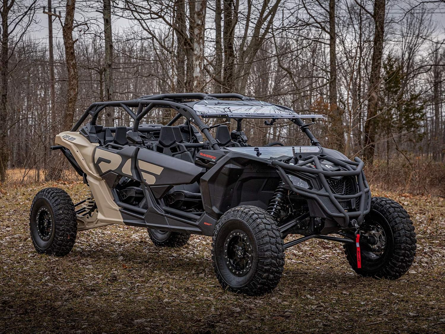 SuperATV Flip Windshield for Can Am Maverick X3 | 2017+ | 1/4" Polycarbonate Scratch-Resistant Windshield, Maverick X3 Models (See Fitment), Clear, USA Made