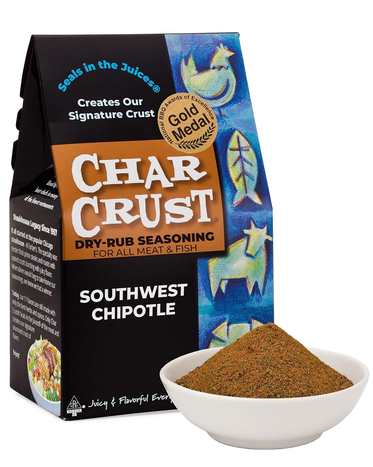 Char Crust Dry-Rub Seasonings Original Hickory Grilled | All-in-one seasonings | Perfect for Steaks, Burgers, Ribs, Tuna | Signature Crust that Seals in the Juices, 4 Ounce (Pack of 6)