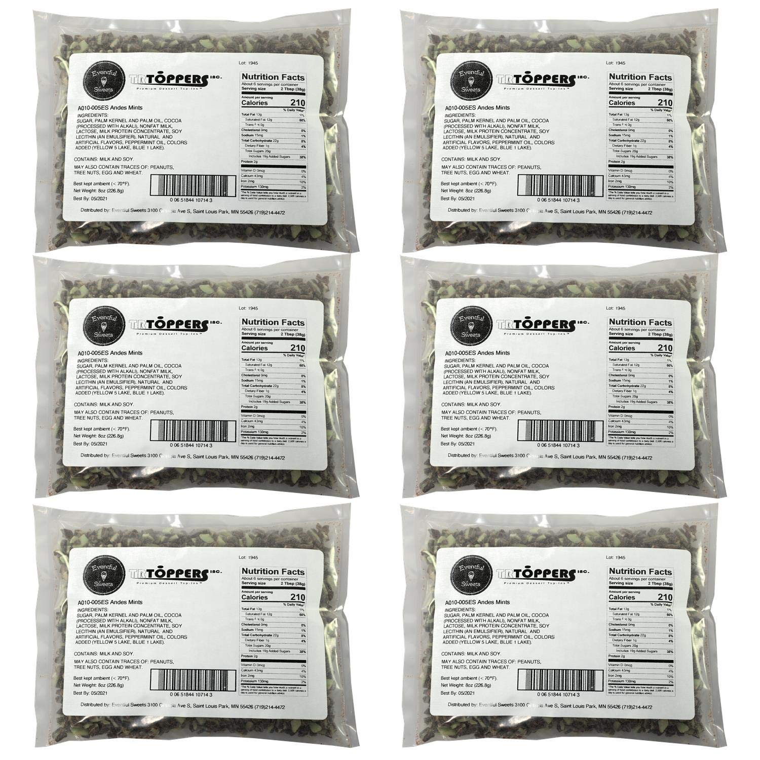 Andes Mints Chopped Candy 3 LBS – Mint Chocolate Bits for Ice Cream, Yogurt, Desserts – Bulk Toppings for Sundae Bars, Party Treats, Frozen Sweets