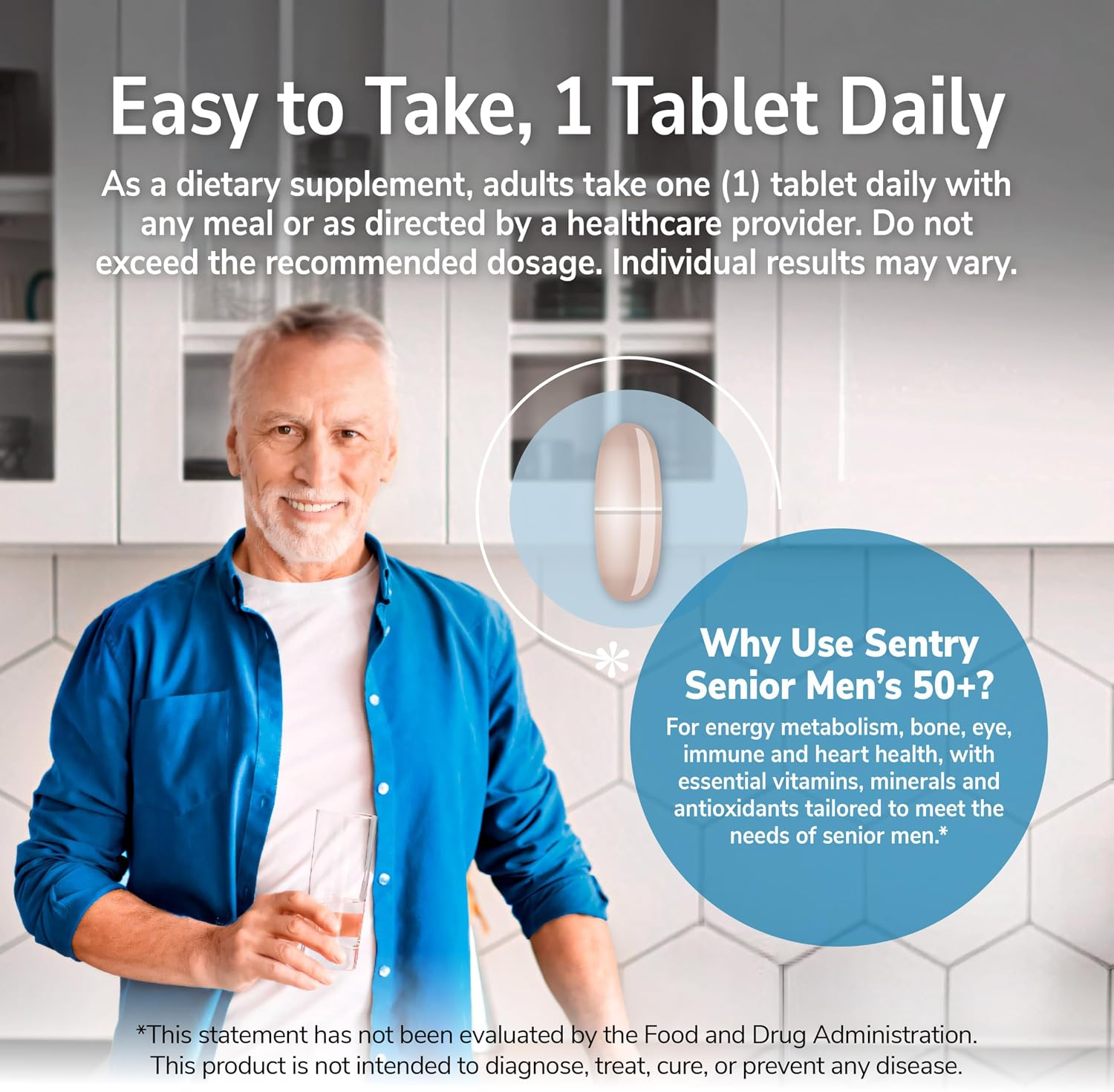 21st Century Sentry Senior Men 50+ Multivitamin Tablets, 100 Count | Complete Daily Multivitamin & Multimineral, Compare VS. Centrum® SILVER Men 50+