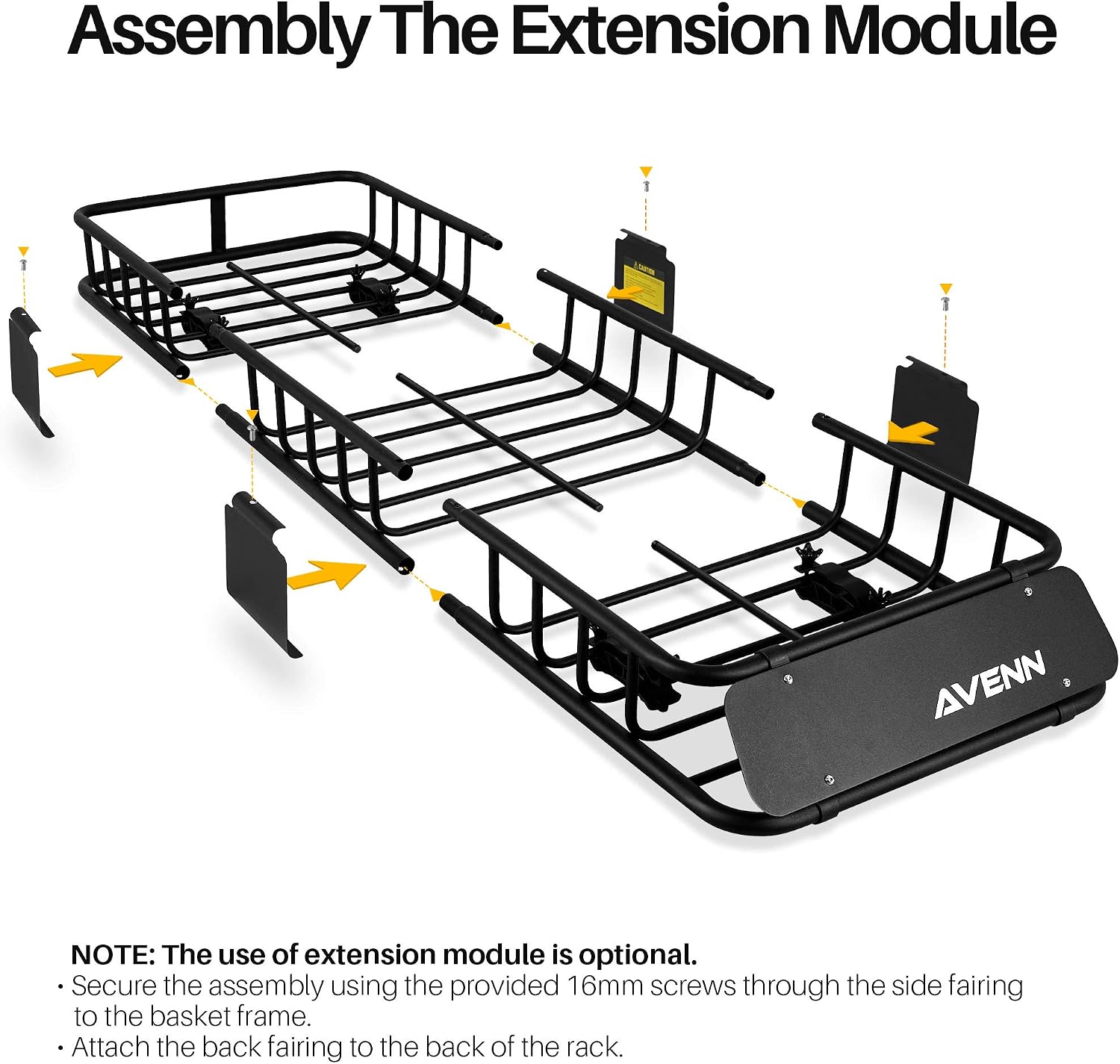 AVENN Skinny Rooftop Cargo Carrier Basket, Heavy Duty Weather Resistant Top Mount Roof Rack, Luggage & Camping Gear Storage for Car