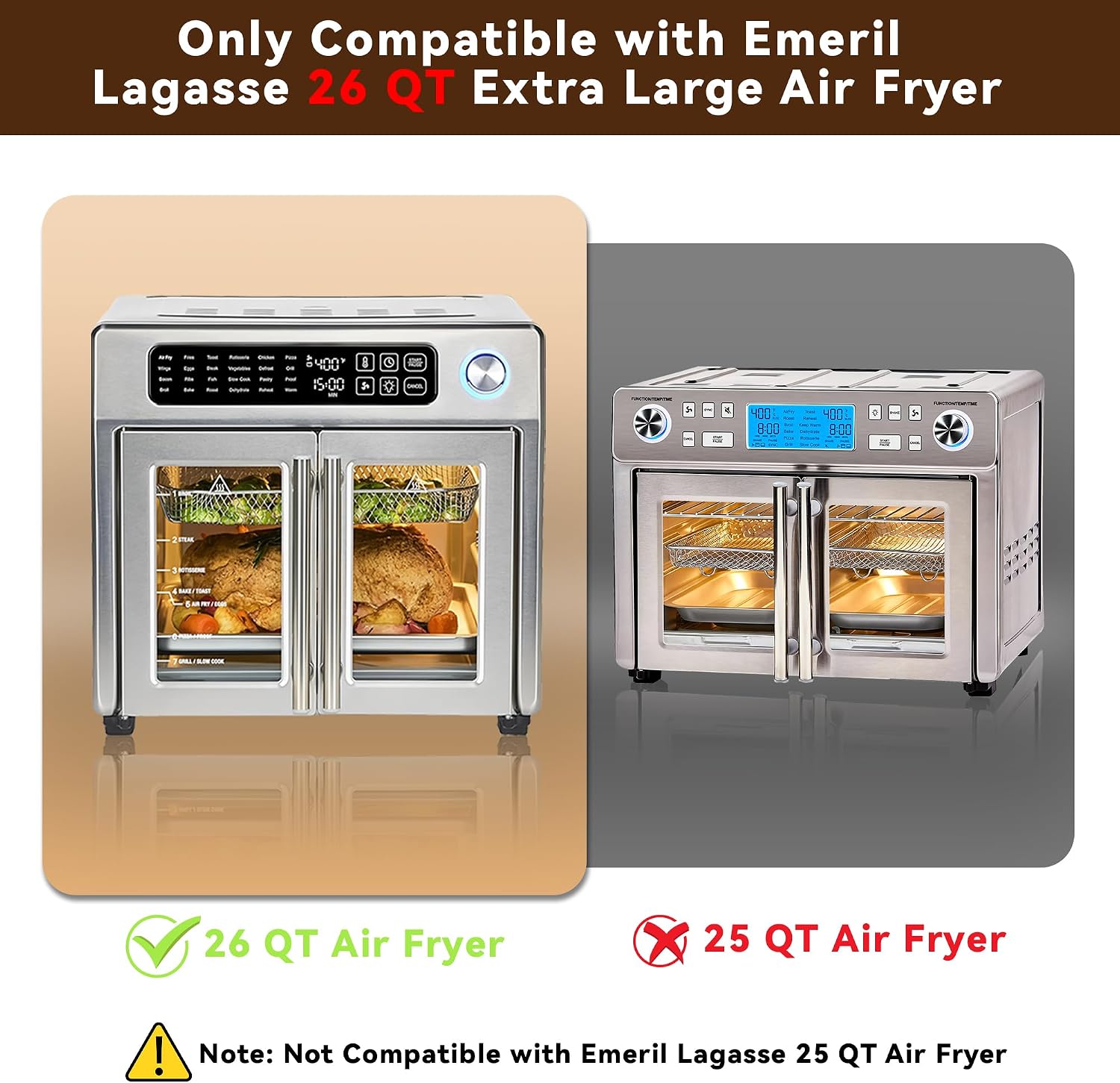 120PCS Air Fryer Liners Disposable for Emeril Lagasse 26QT Air Fryer | Unbleached Non-Stick Parchment Paper Sheets Accessories for Emeril Lagasse French Door 360 Air Fryer 26QT Toaster Oven