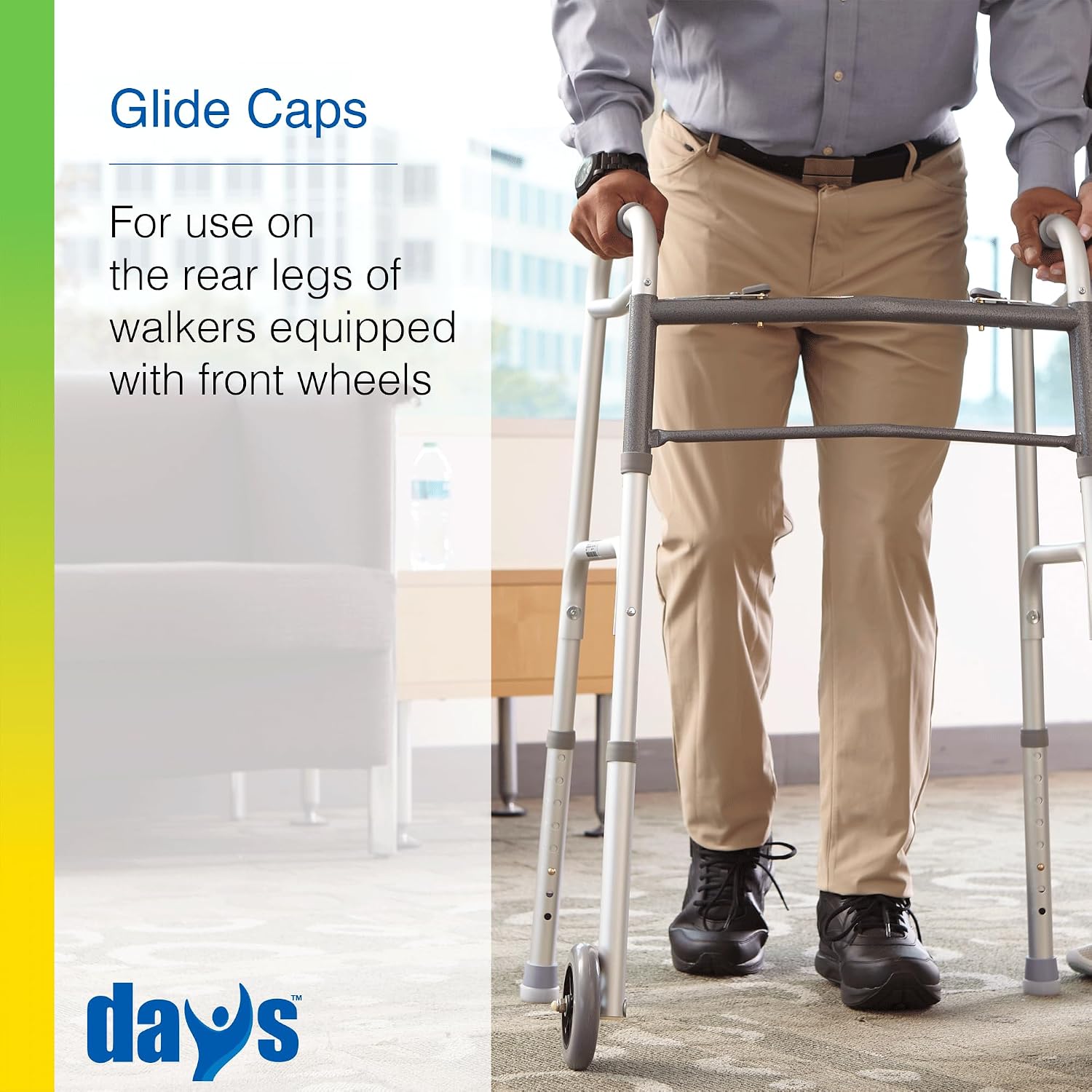 Days Walker Glide Caps, Pack of 4, Tips for Days Walkers to Help Smoothly Walk on Indoor or Flat Outdoor Surfaces or Carpet