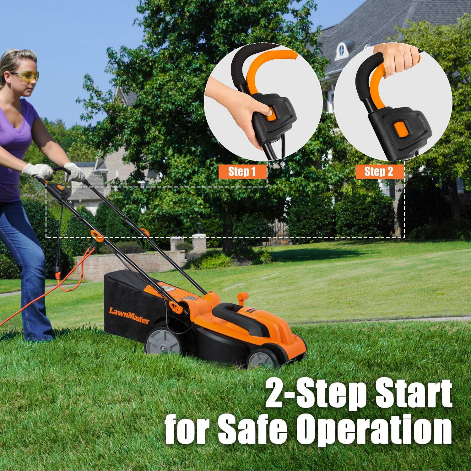 LawnMaster MEB1216K Electric Lawn Mower 16-Inch 12AMP