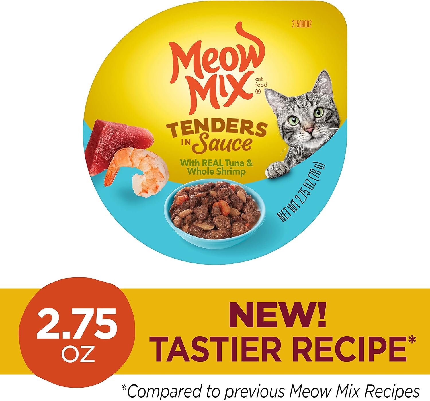 Meow Mix Tenders in Sauce, Wet Cat Food with Tuna & Whole Shrimp, 12 Cups