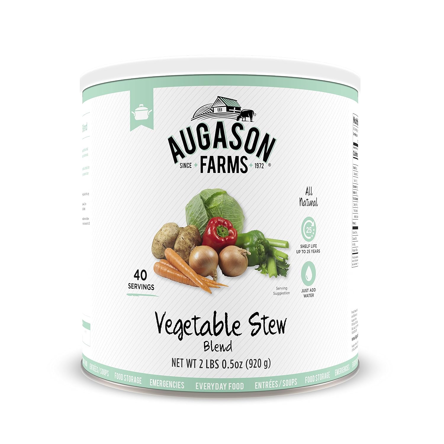 Augason Farms Vegetable Medley Blend Can | 131 Servings, Dehydrated Mixed Veggies, Gluten Free Emergency Food Supply with Long Shelf Life for Survival
