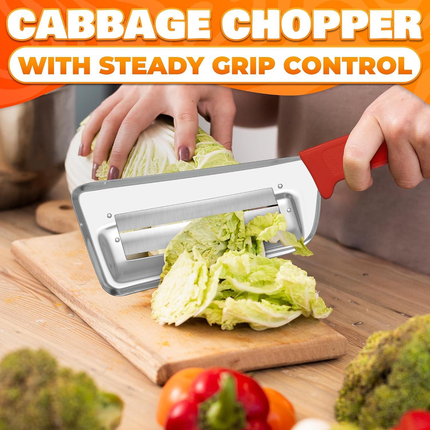 Cabbage Shredder with Dual Blade, 11.8 Inch Stainless Steel Slicer | Cabbage Knife for Faster Coleslaw Prep
