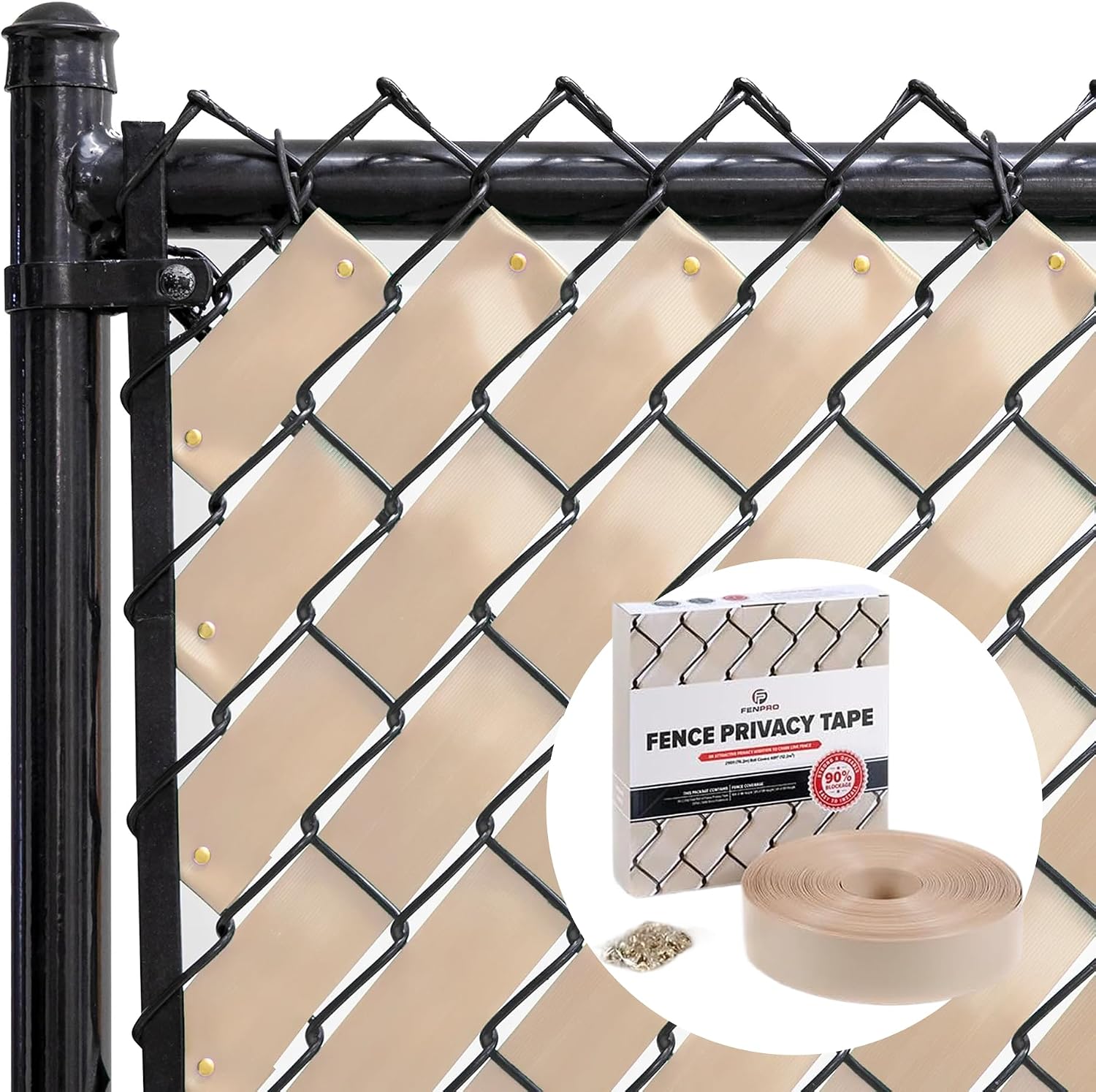 Chain Link Fence Privacy Tape 250 ft (40 SqFt) (Arctic White) | Gardening, Outdoor Wall, Balcony, Patio, Yard, Injury Prevention, Safety Fence Cover for Dog, Other Pet Hedge Slats