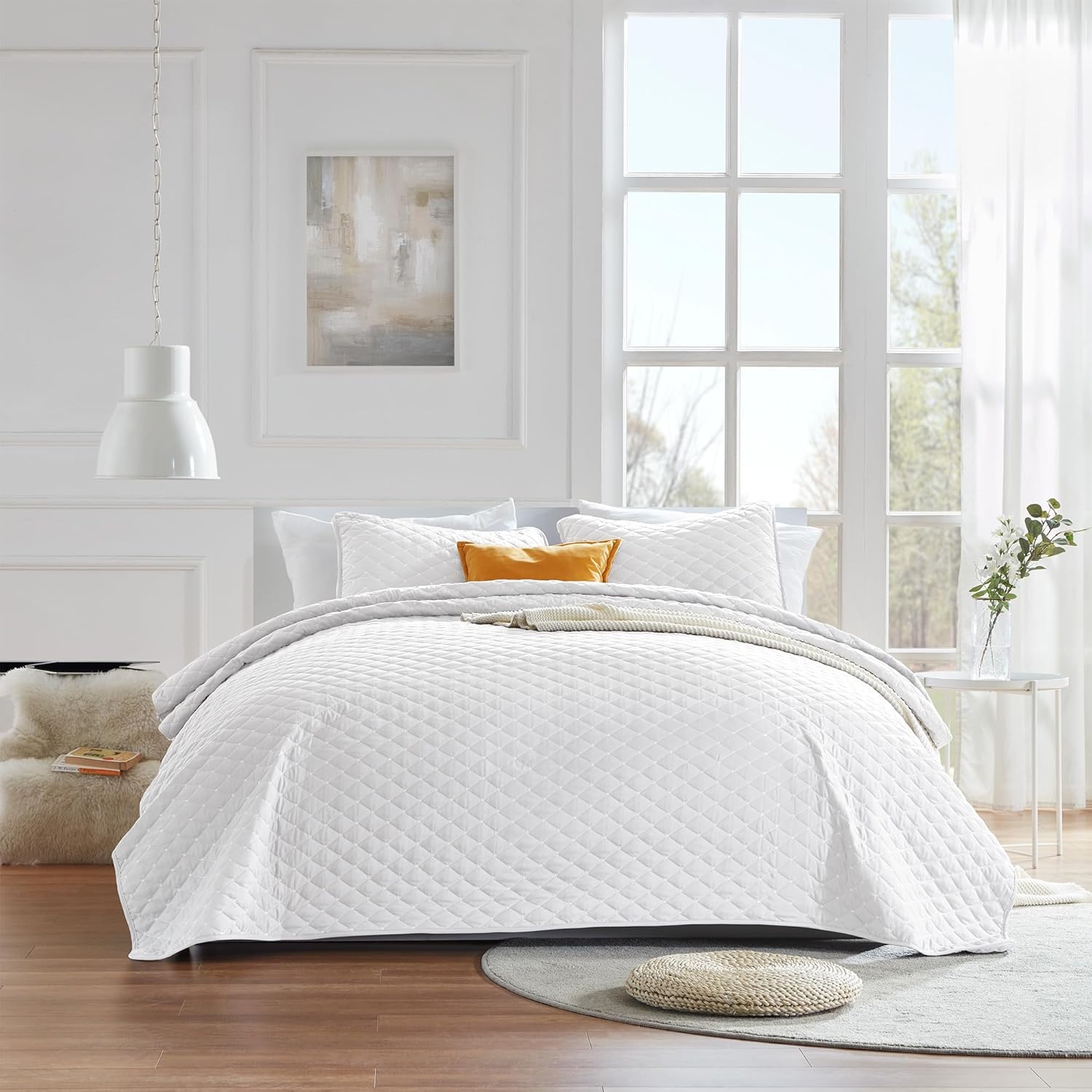 SLEEP ZONE 3-Piece Printed Quilt Set - Full/Queen Size - Lightweight Reversible Bedding Coverlet Set for All Season (Classic Paisley Pattern)