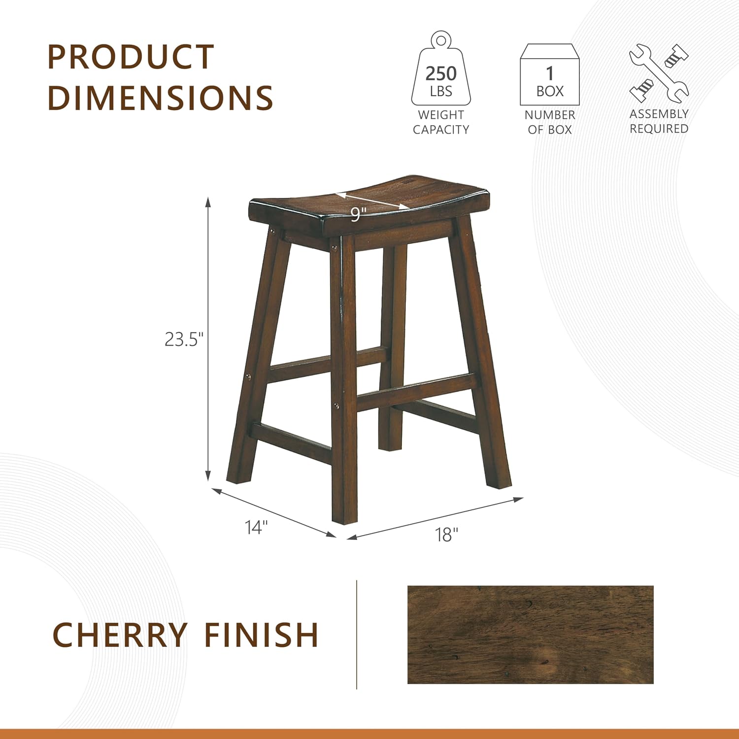 Homelegance Saddleback 24-Inch Height Barstool, Cherry, Set of 2