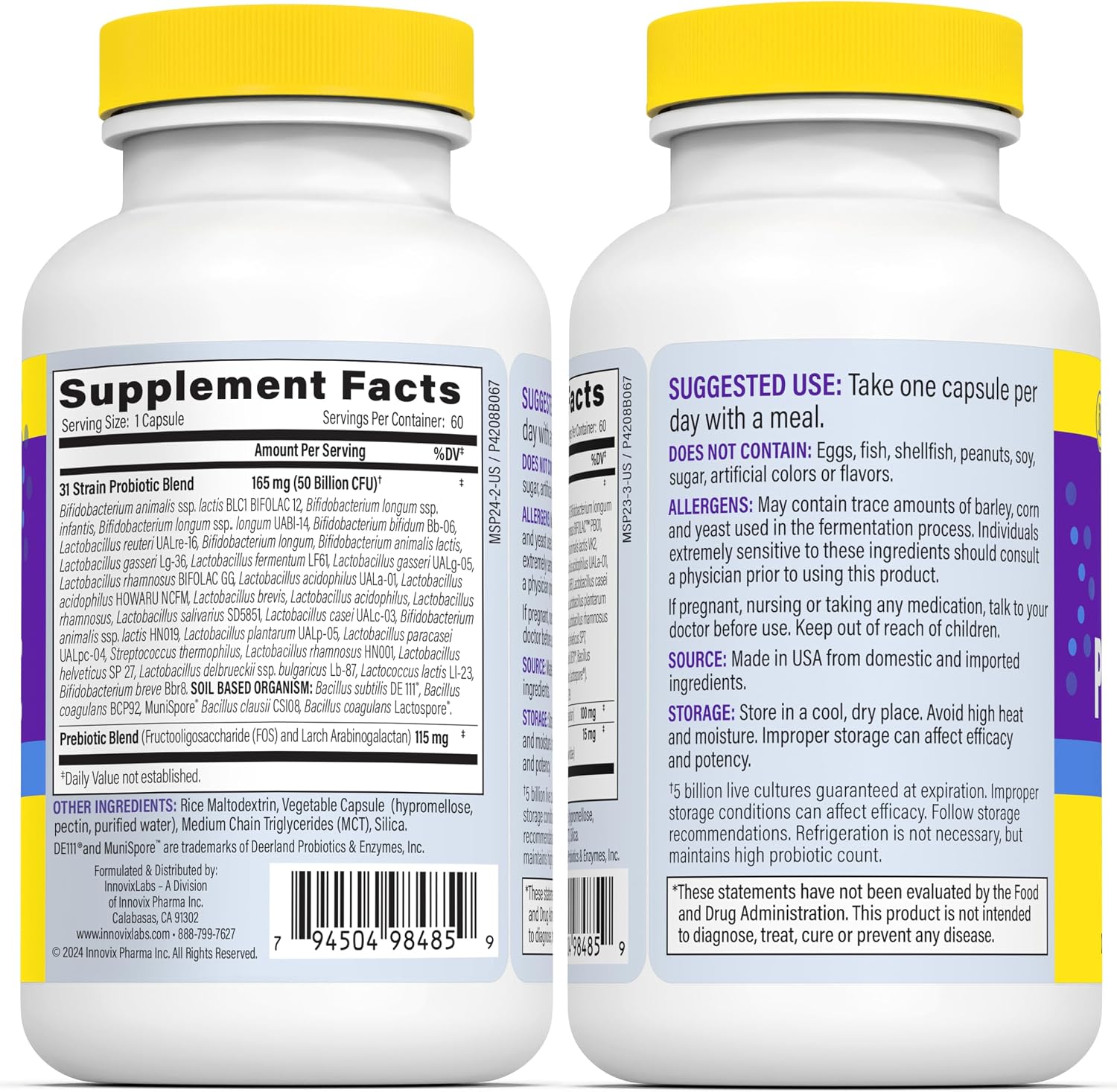 InnovixLabs Multi Strain Probiotics for Women & Men (60 Capsules) | Helps Supports Immune & Gut Health, 31 Probiotic Strains + Prebiotic Fiber