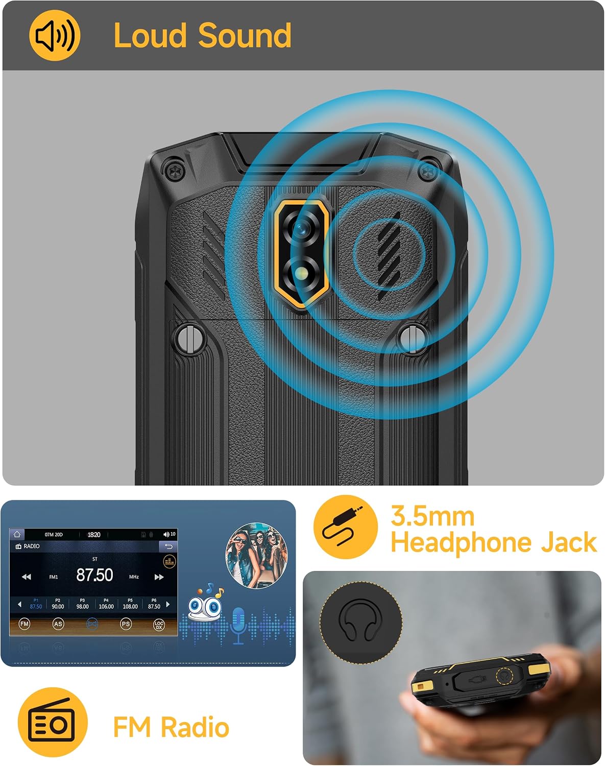 Ulefone Armor Mini 5 Rugged Feature Phone 2.8" Touchscreen Dumb Phone, 1GB+8GB/64GB Removable 2500mAh Battery, 4G Simple Mobile Phone