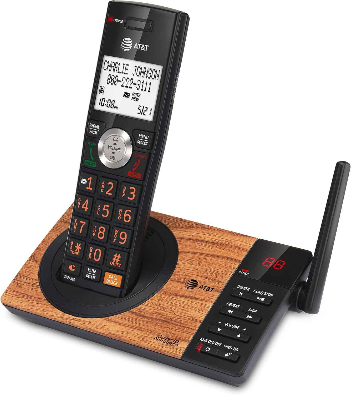 AT&T DECT 6.0 Expandable Cordless Phone with Answering System, Silver/Black with 3 Handsets