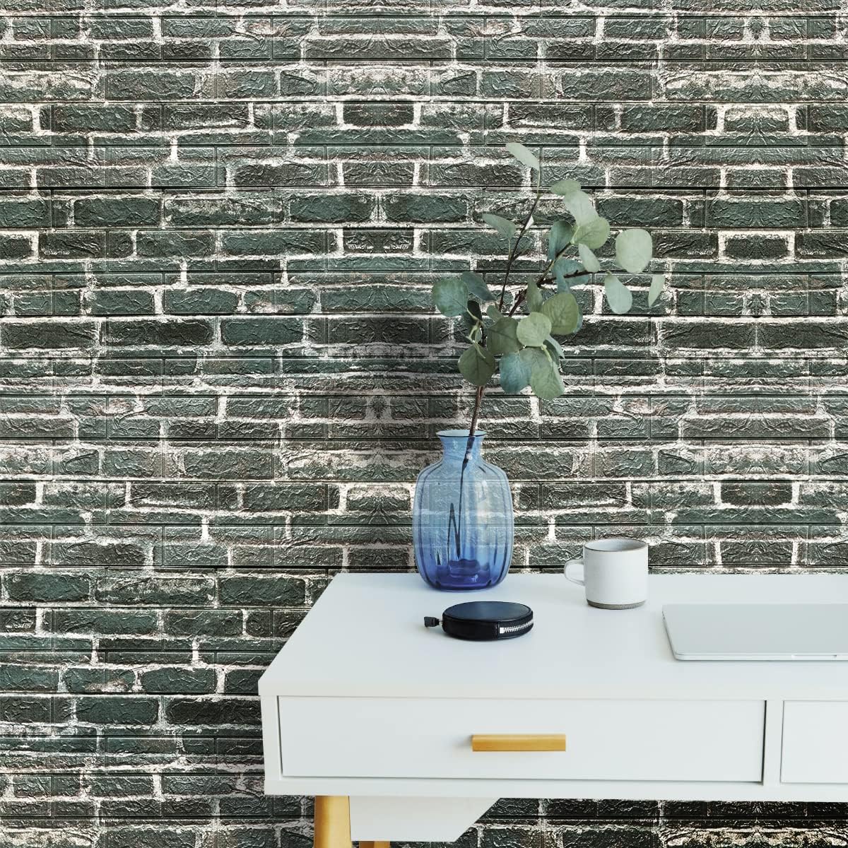 3D Self Adhesive Foam Wall Panels, 10 Tiles Cover 57 sq feet, Peel and Stick Brick Wallpaper for Living Room Bedroom Wall Decoration