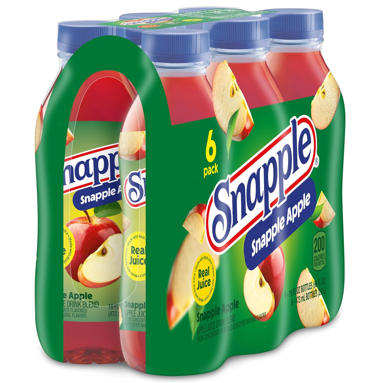 Snapple Apple Juice Drink, 16 Fl Oz Recycled Plastic Bottle, All Natural, No Artificial Flavors Or Sweeteners, Gluten-free, Contains 10% Real Juice 12 Pack