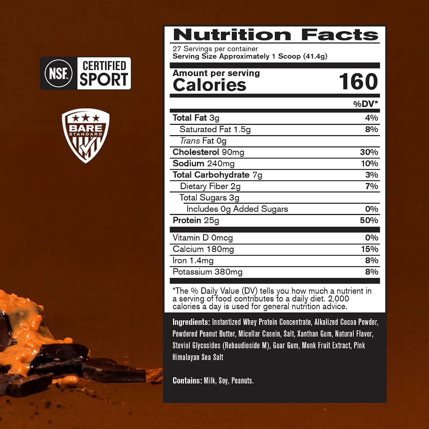 BARE PERFORMANCE NUTRITION, BPN Whey Protein + Casein Protein Powder Blend, Vanilla, 25g Protein per Serving Supports Lean Muscle Recovery