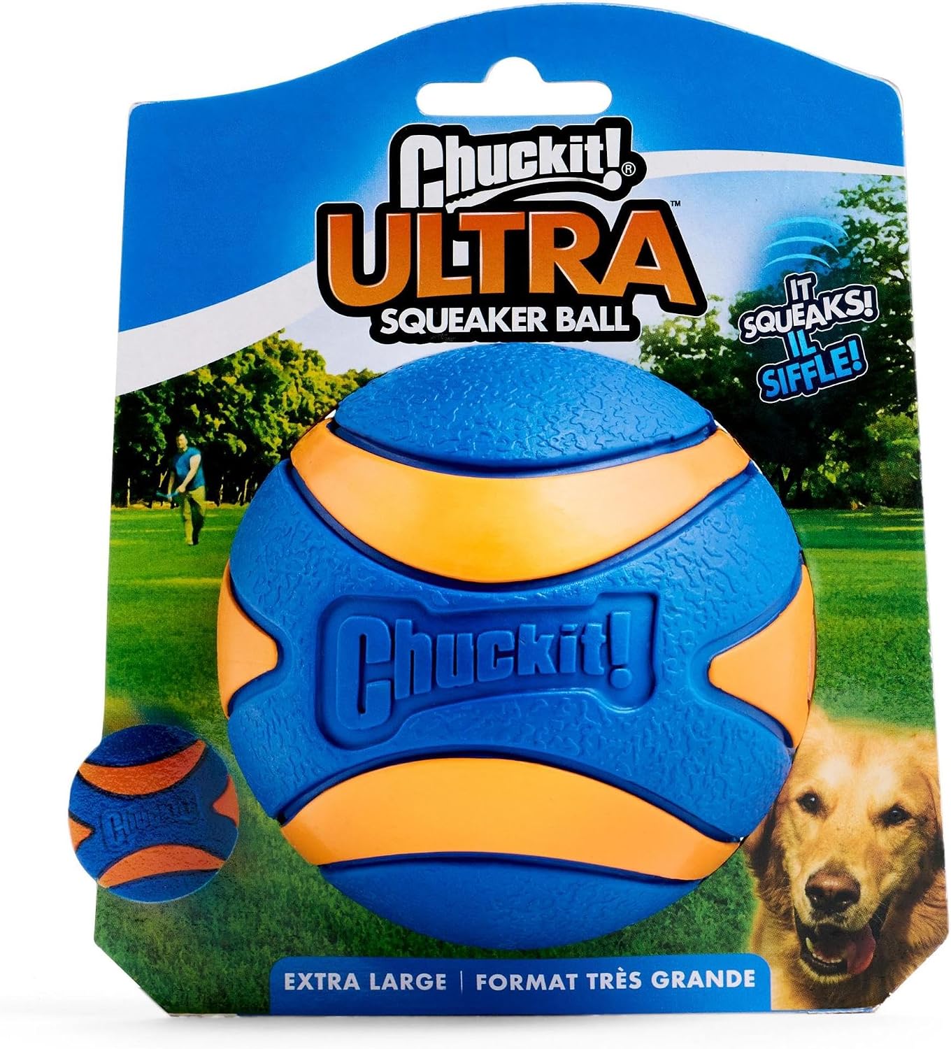 Chuckit! Ultra Ball Dog Toy - Size Large - For Dogs 60-100 lbs - Made from Durable Rubber - Super Bouncy - Floats in Water - 3-inch Diameter - Pack of 1