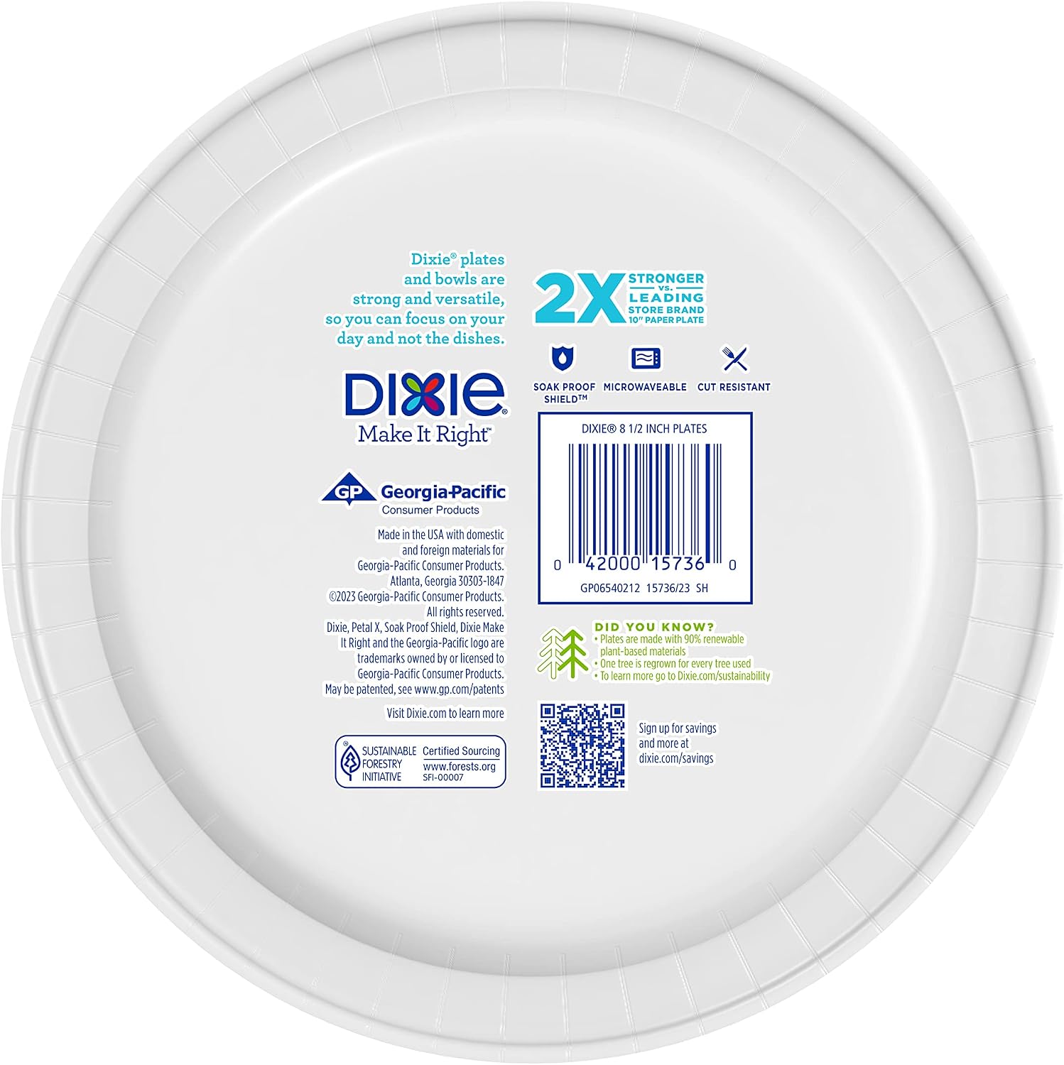 Dixie Large Paper Plates, 10 Inch, 54 Count, 2X Stronger, Microwave-Safe, Soak-Proof, Cut Resistant, Disposable Plates For Everyday Breakfast, Lunch, & Dinner Meals